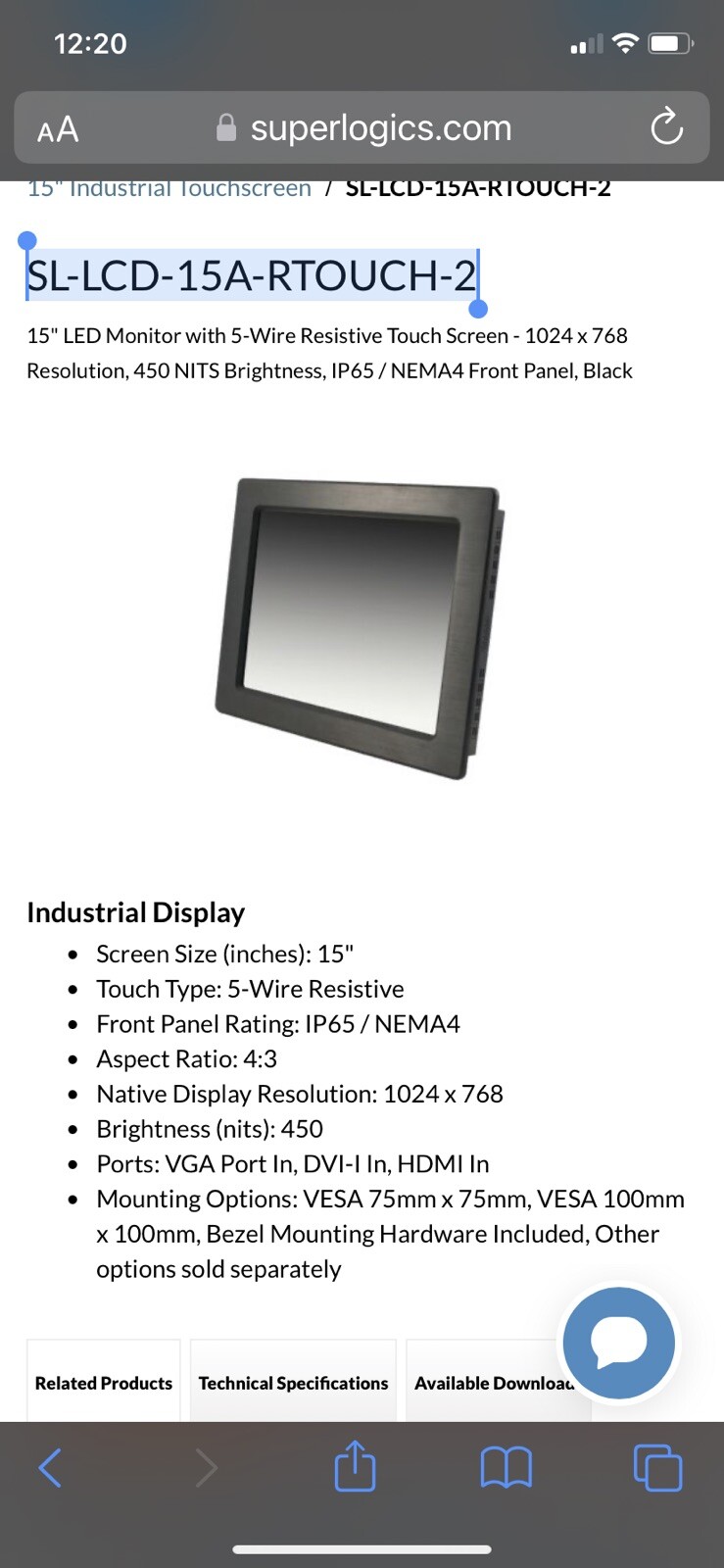Super Logics SL-LCD-15A-RTOUCH-2
