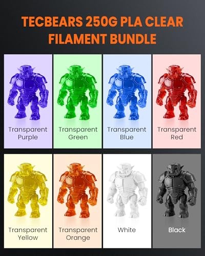Translucent PLA 3D Printer 0.25kg x 8pack 0.25kg X 8pack Clear Pla Bundle