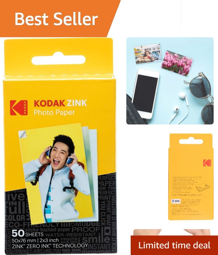 Instant Photo Printing – 50 Sheets of 2×3 Glossy Zink Paper for PRINTOMATIC