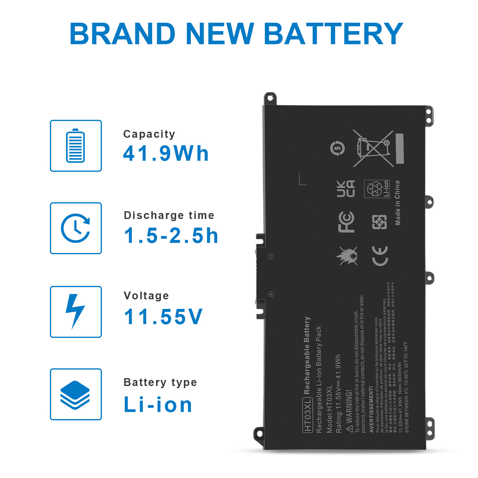 HT03XL HTO3XL Battery for HP Pavilion L11421-2C2 L11119-855 14-CE 14-CF 15-CS C