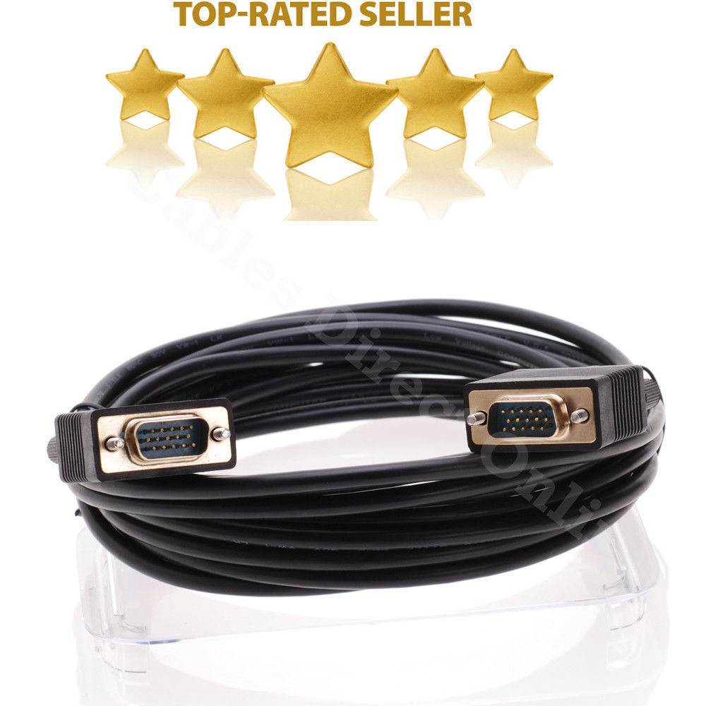 6FT 10FT 25FT 50FT 75FT 100FT HD15 SVGA VGA Monitor Cable M/M Male To Male Cord