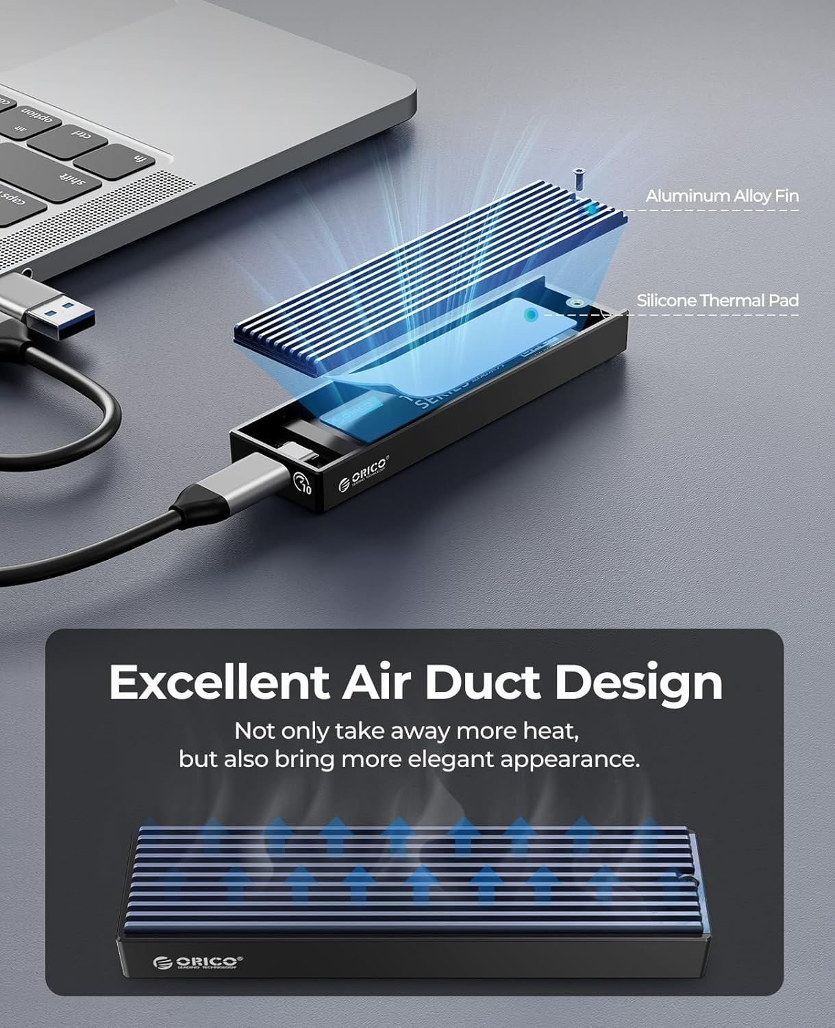 High-Speed M.2 NVMe SSD Adapter – 10 Gbps USB 3.1 Case for Up to 8TB Storage