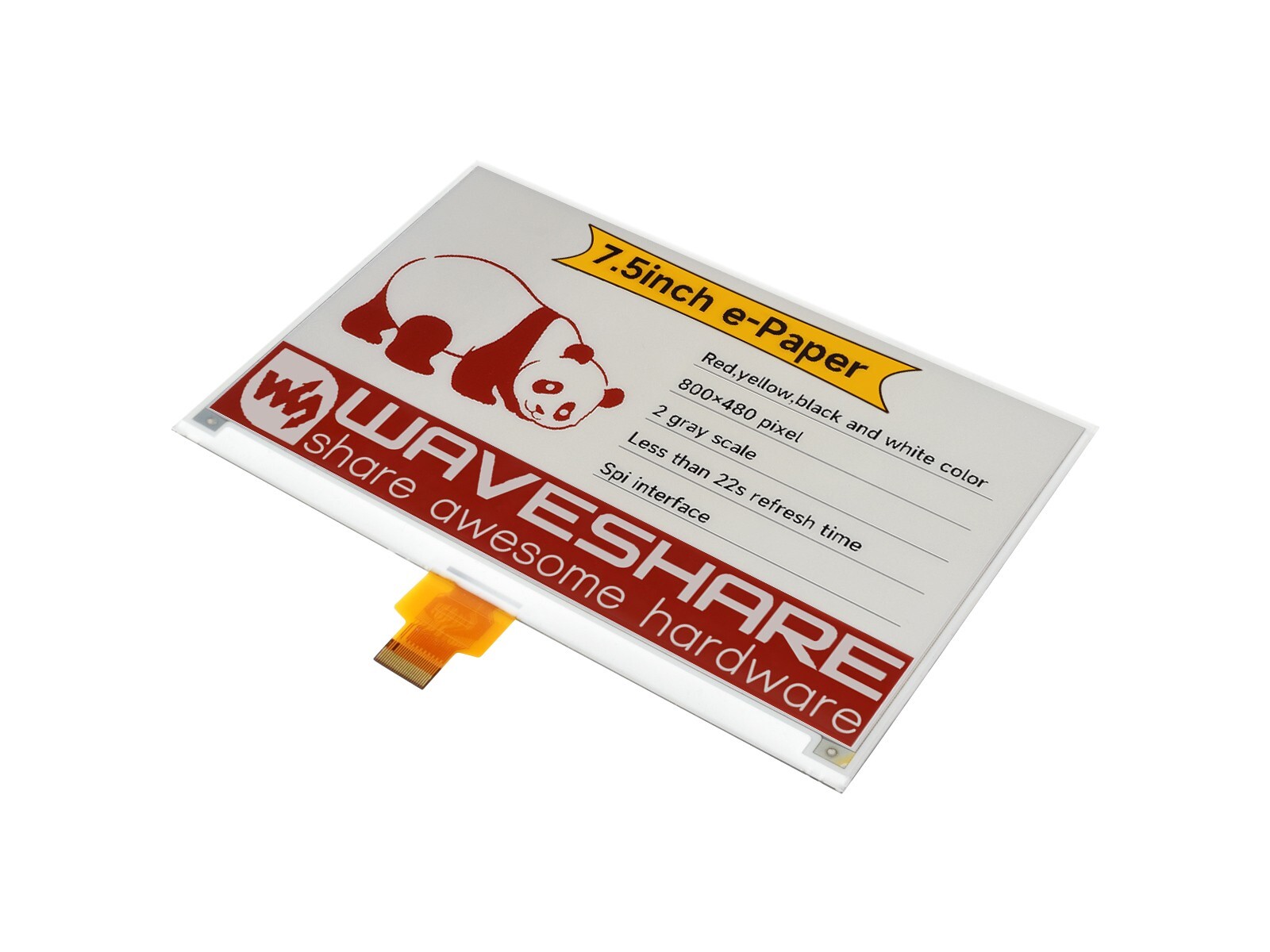Waveshare7.5inch e-Paper display (H), E-ink display, 800×480 for Raspberry Pi