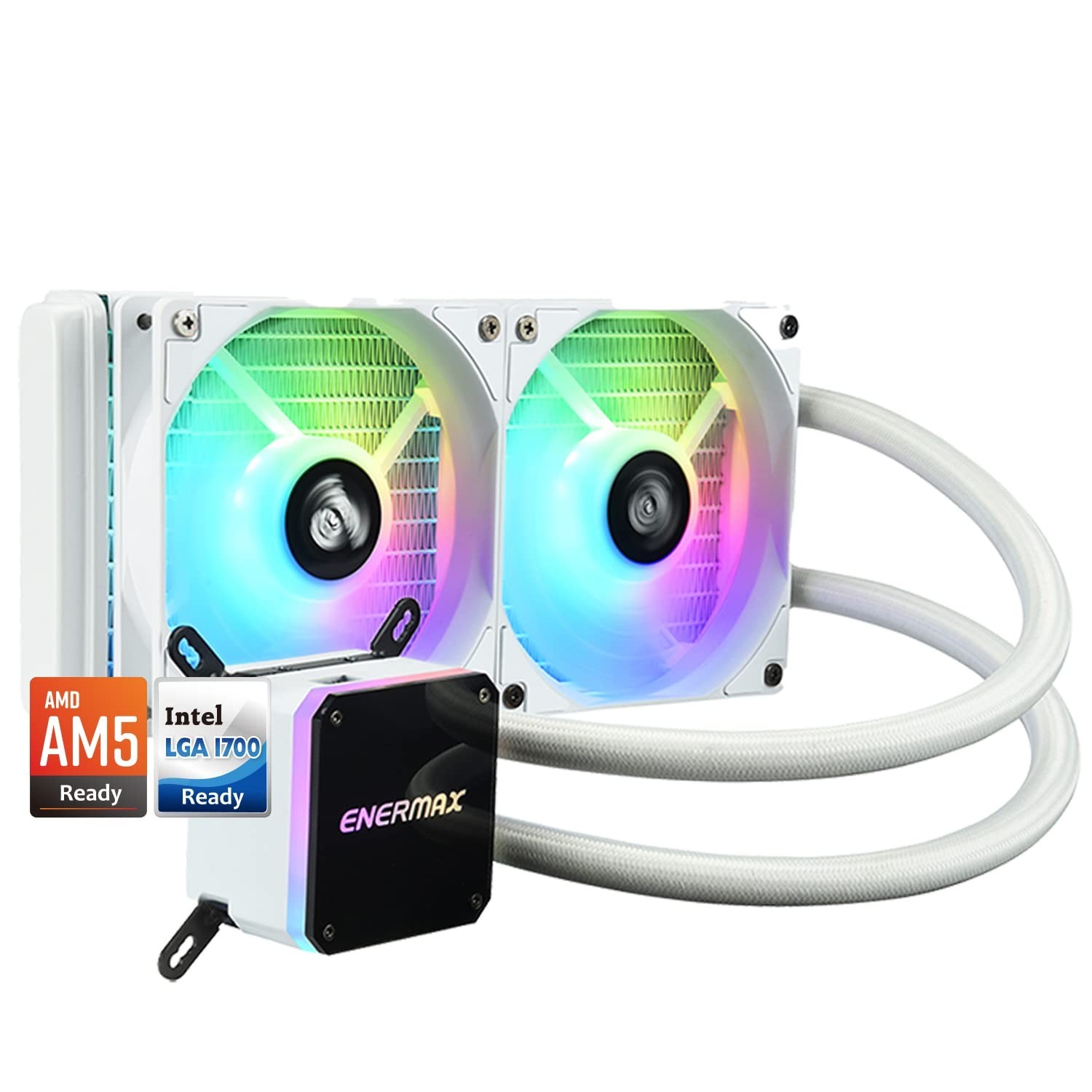 Enermax LIQMAX III ARGB 240mm AIO Liquid CPU Cooler WHITE Intel AMD LGA1700