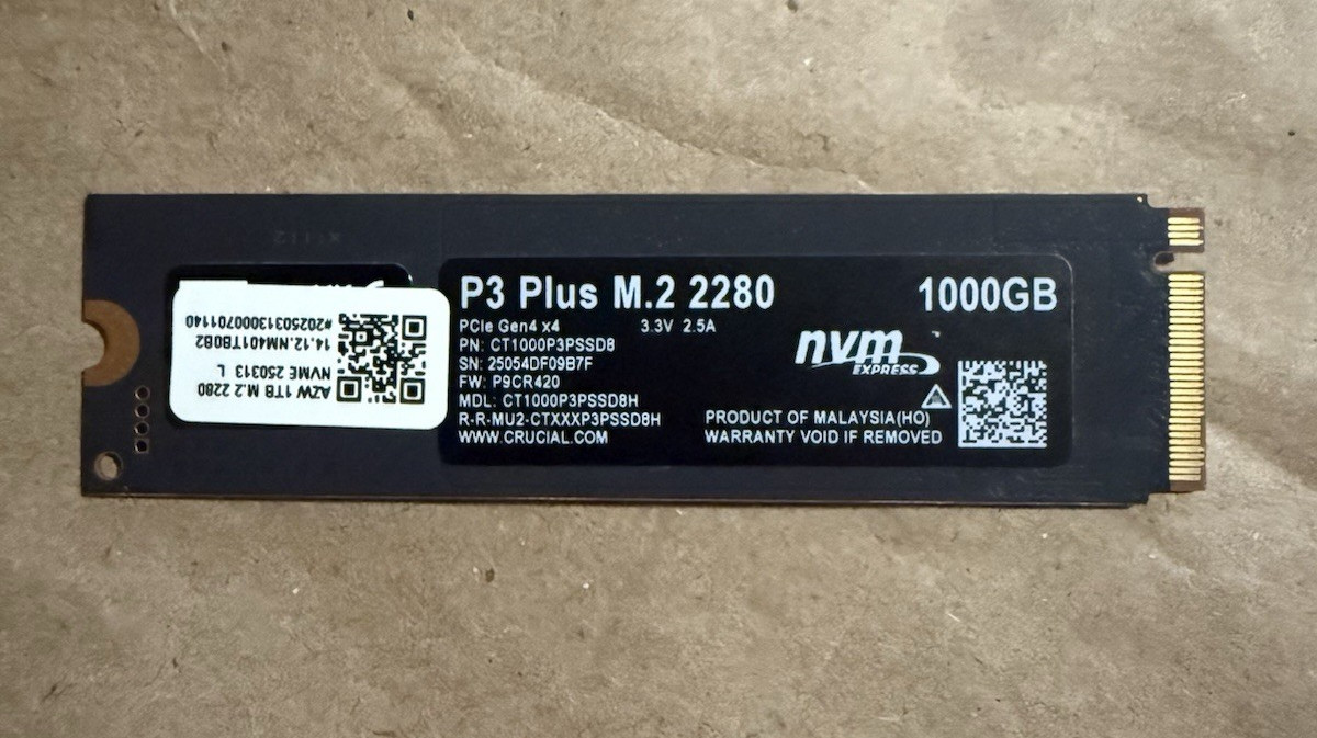 100% Health Crucial P3 Plus 1TB PCIe Gen4 NVMe M.2 SSD 5000MB/s CT1000P3PSSD8