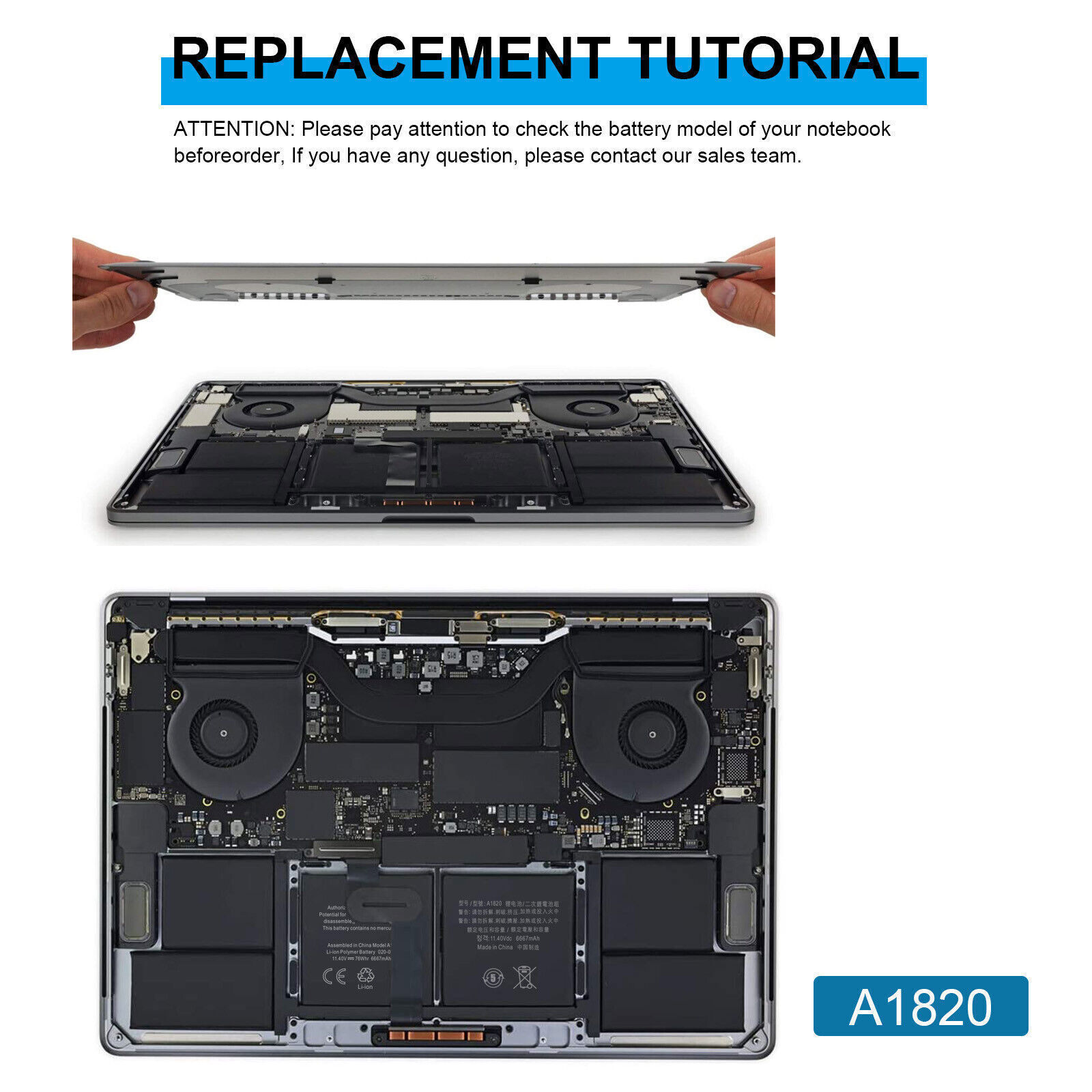 Replacement A1820 Battery for Macbook Pro 15″ A1707 Late 2016 Mid 2017 6667mAh