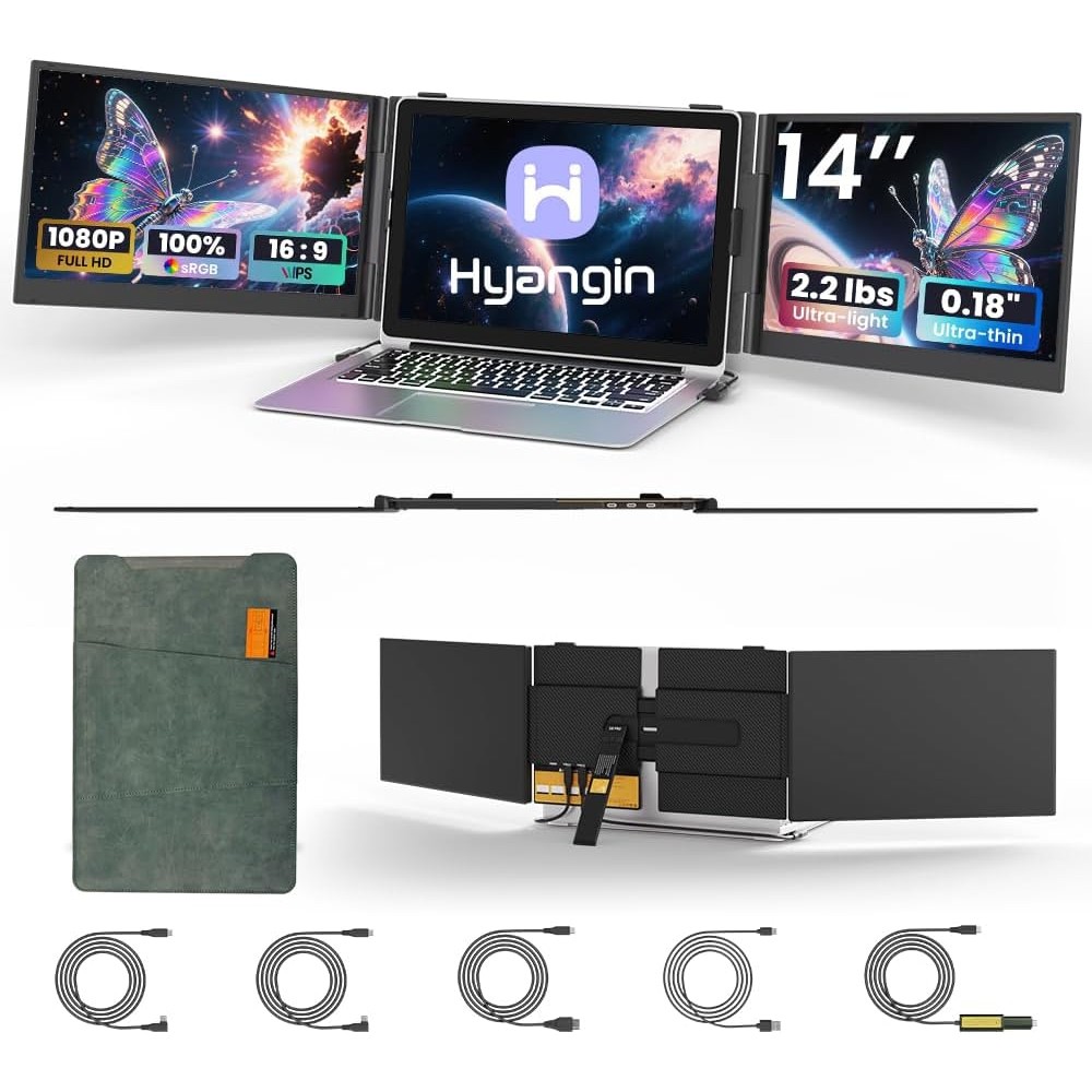 Hyangin S8 Pro Triple Monitor Portable Laptop Screen Extender Ultra Slim 1080P