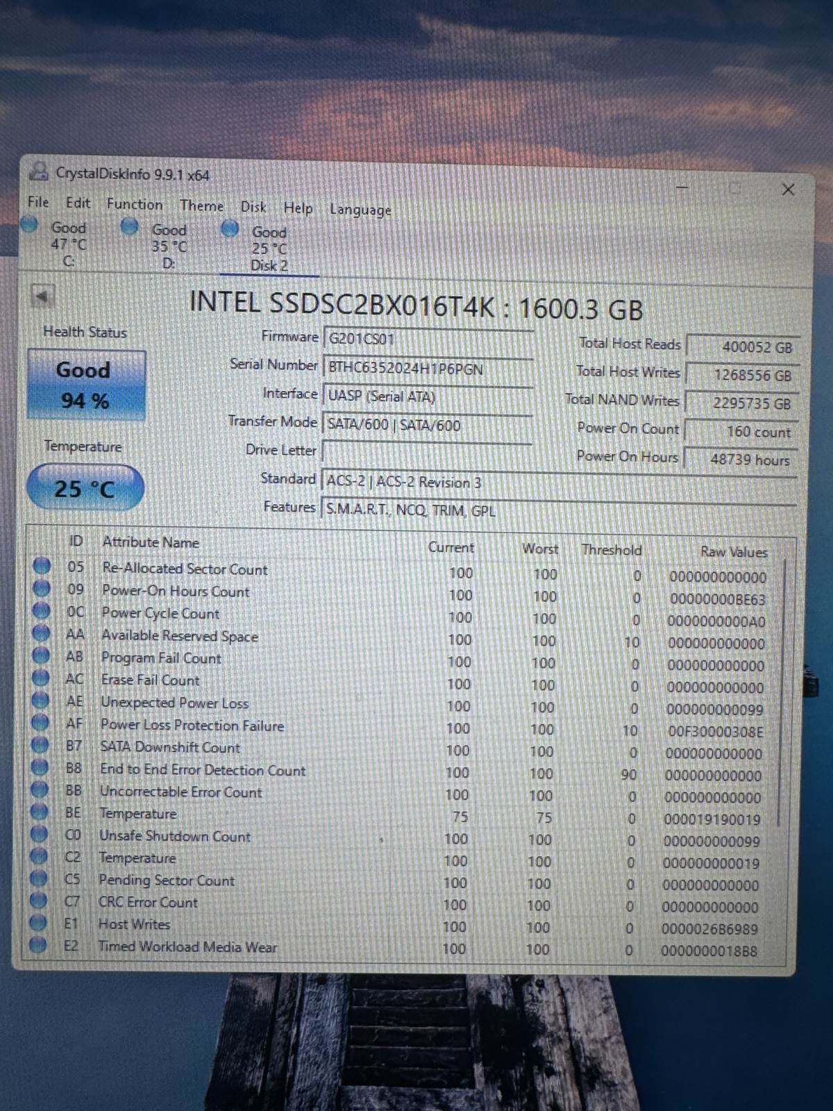 Intel DC S3610 1.6TB Enterprise SATA SSD SSDSC2BX016T4K 2.5″ 6Gb/s MLC 3 DWPD