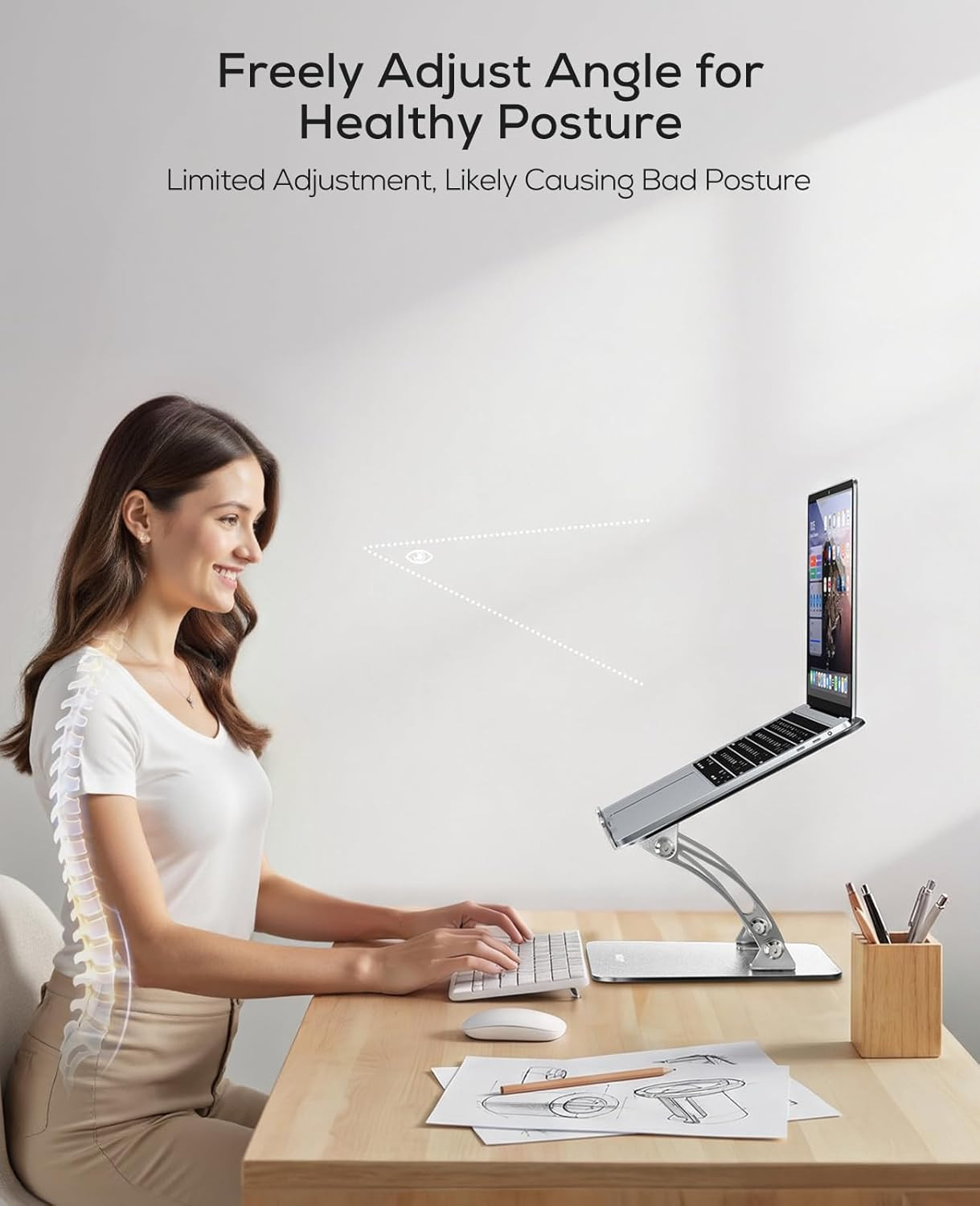 Nulaxy Adjustable Laptop Stand – Ergonomic, Foldable, Heat-Vent, for 10-17″ Lap