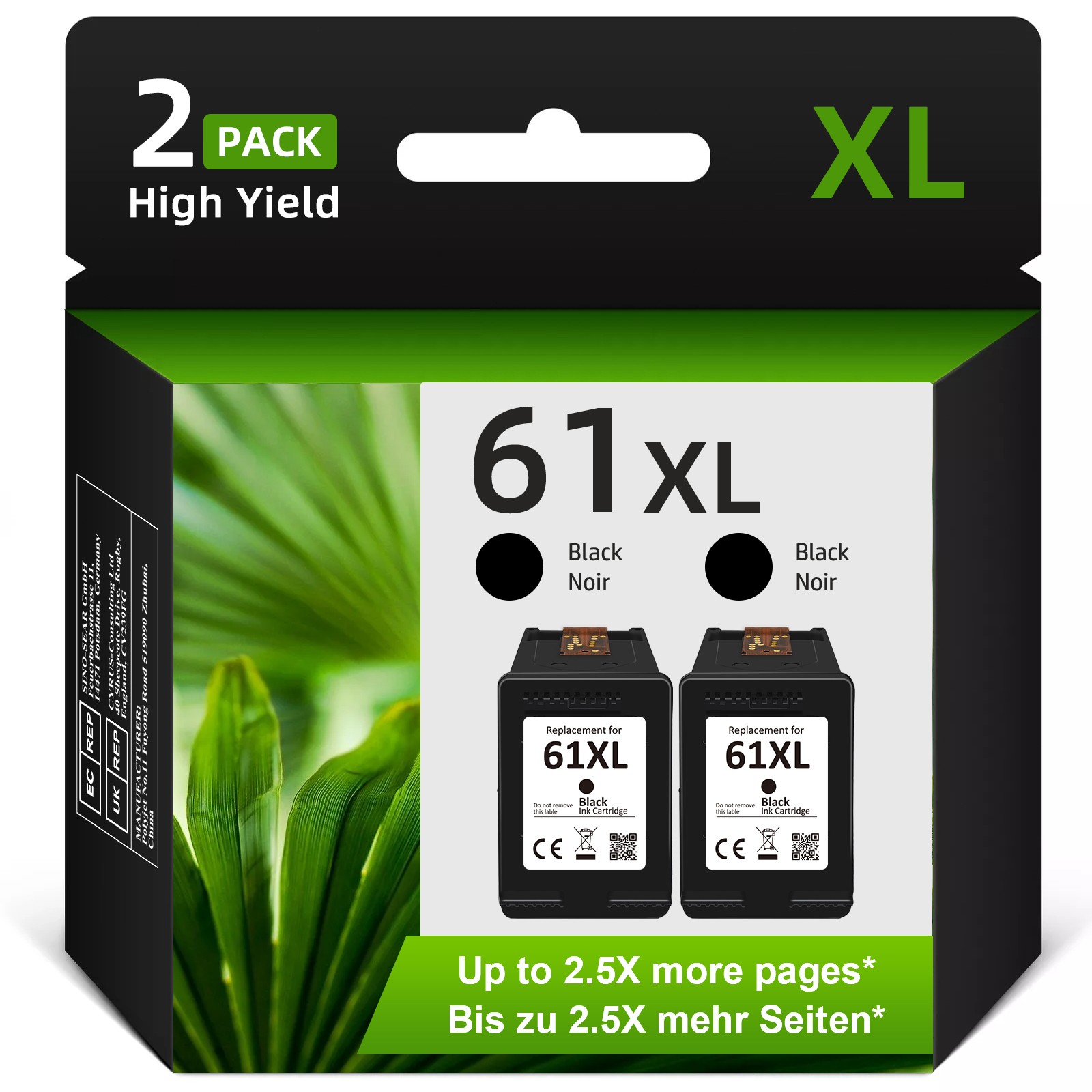 61XL Ink Cartridge Compatible for HP 61XL Deskjet 1051 1055 1056 2512 2514 2540