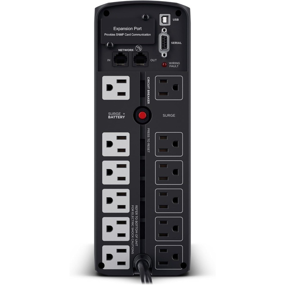UPS Battery Backup and Surge Protector 1500VA 1000W PFC Sinewave AVR 12 Outlets