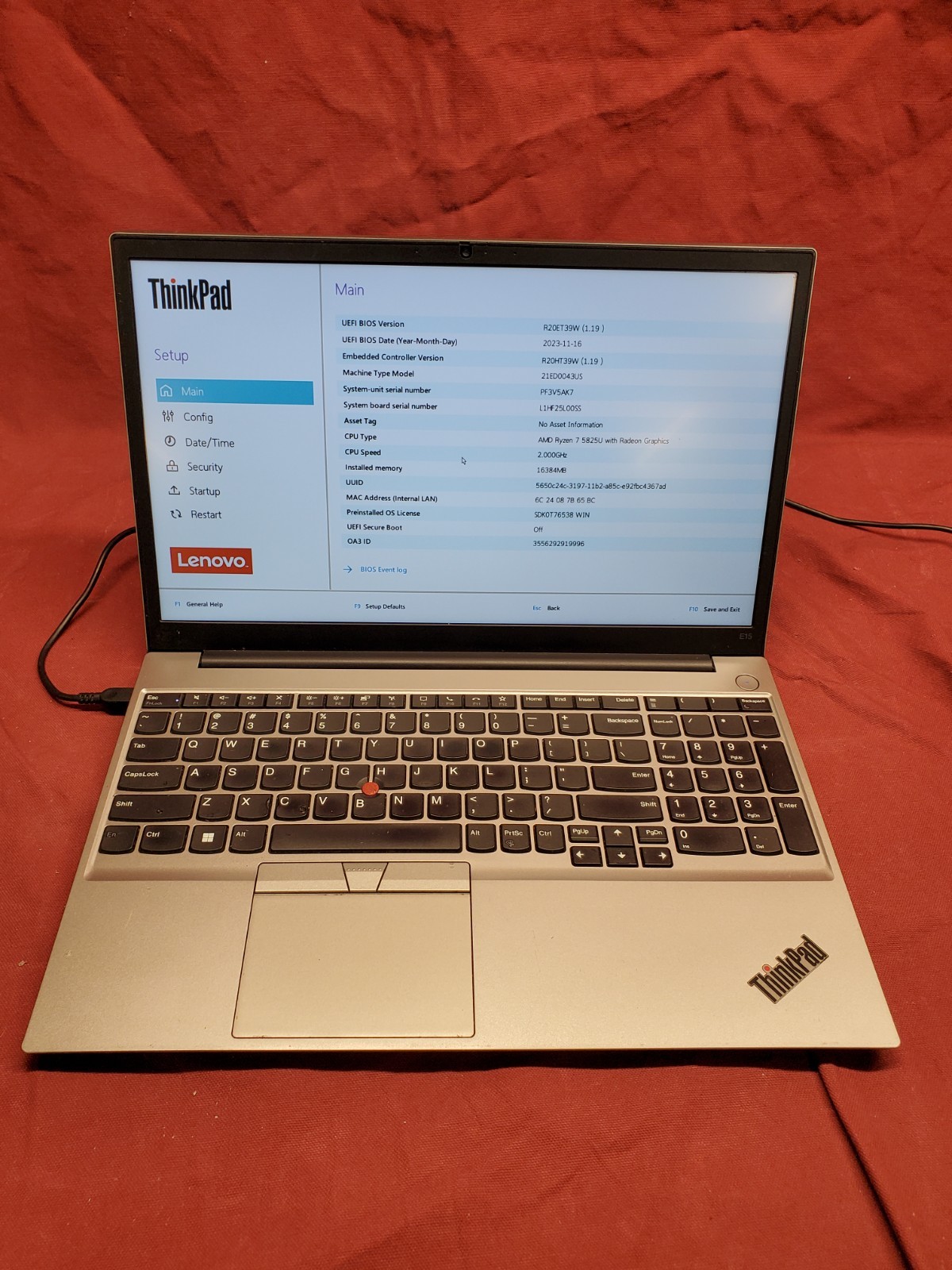 Lenovo ThinkPad E15 Gen 4 Ryzen 7 5825U 2.00GHz/ 16GB / 512GB SSD #P 2987