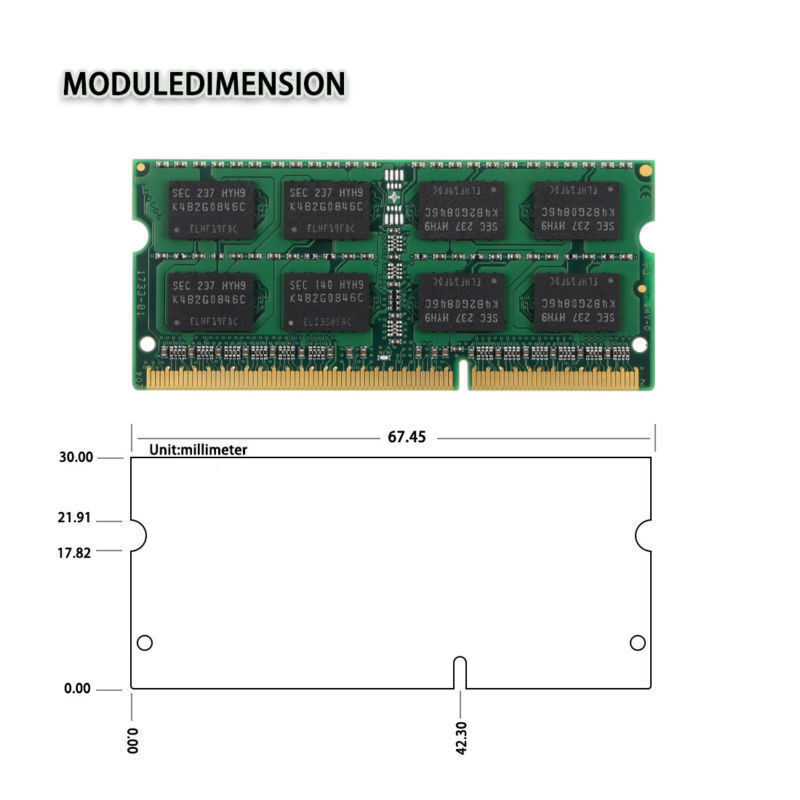 Samsung DDR3 4GB (1x4GB) 1333 MHz PC3-10600S SO-DIMM Laptop Memory 1.5V 204pin