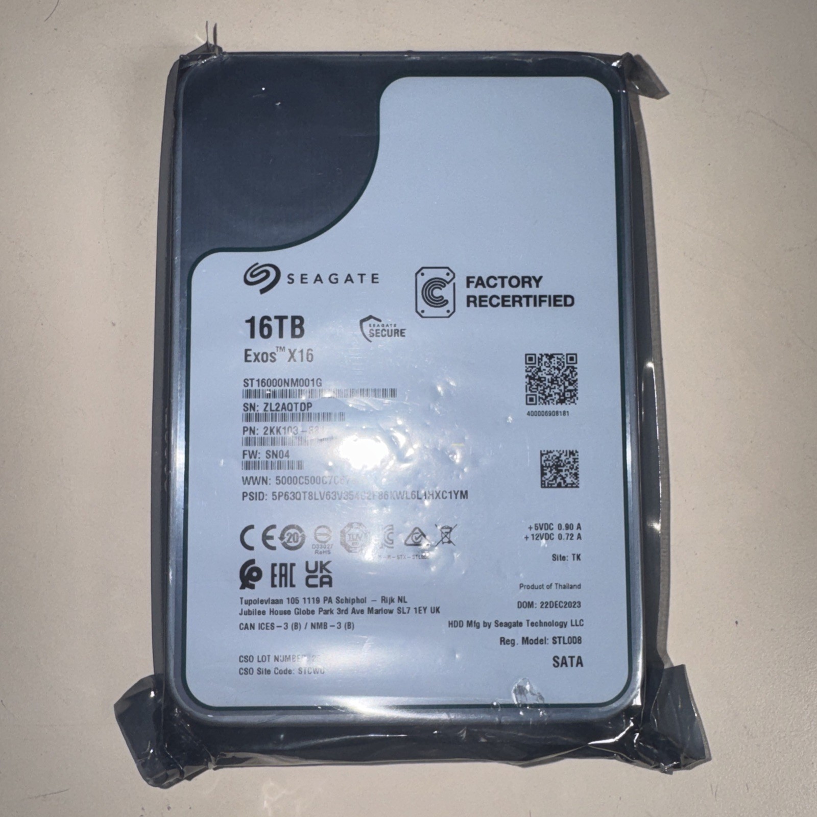 Seagate Exos X16 16TB Enterprise HDD ST16000NM001G Factory Recertified