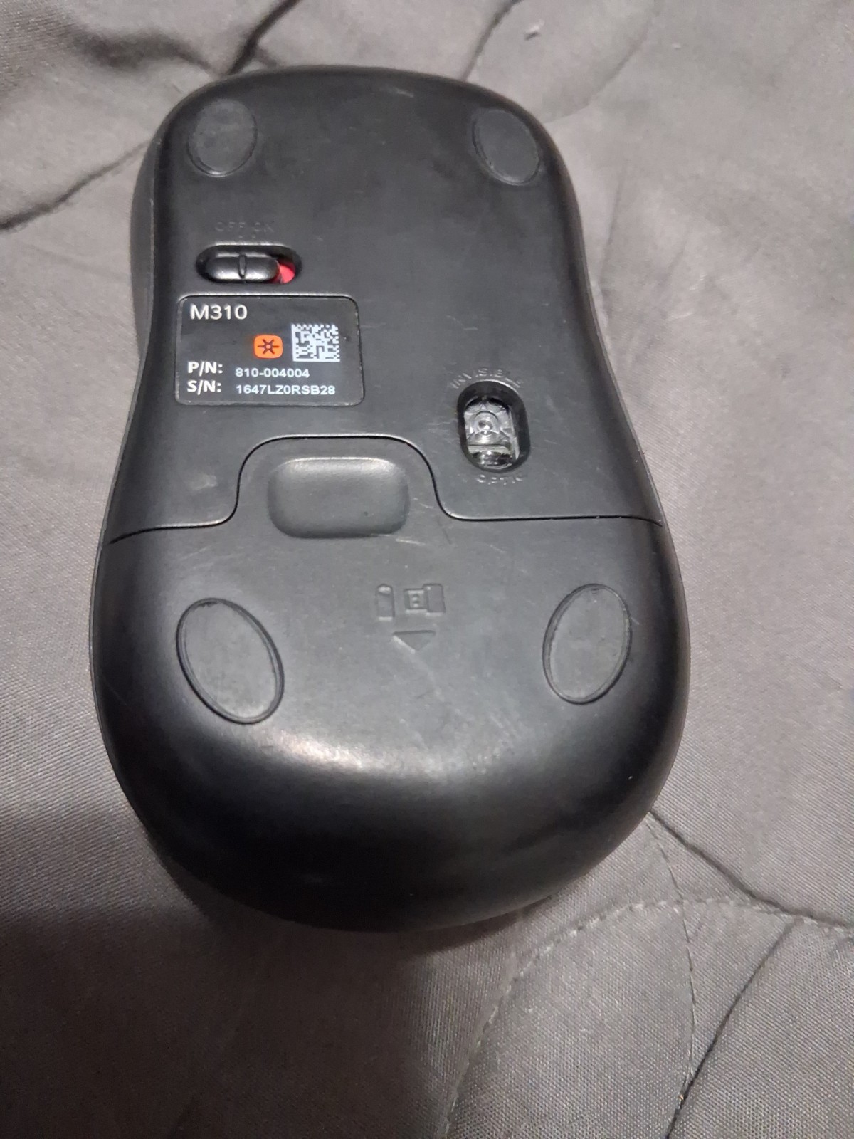 Logitech M310 Wireless USB 3 Button Standard Optical Mouse Gray