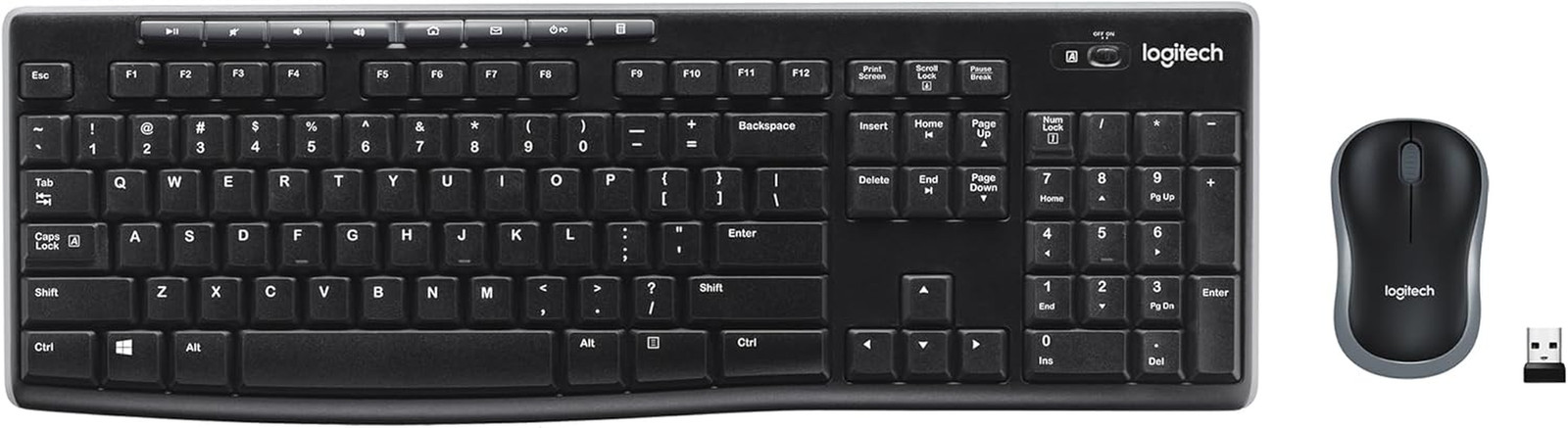 Logitech MK270 Wireless Keyboard and Mouse Combo – Full Size, Black