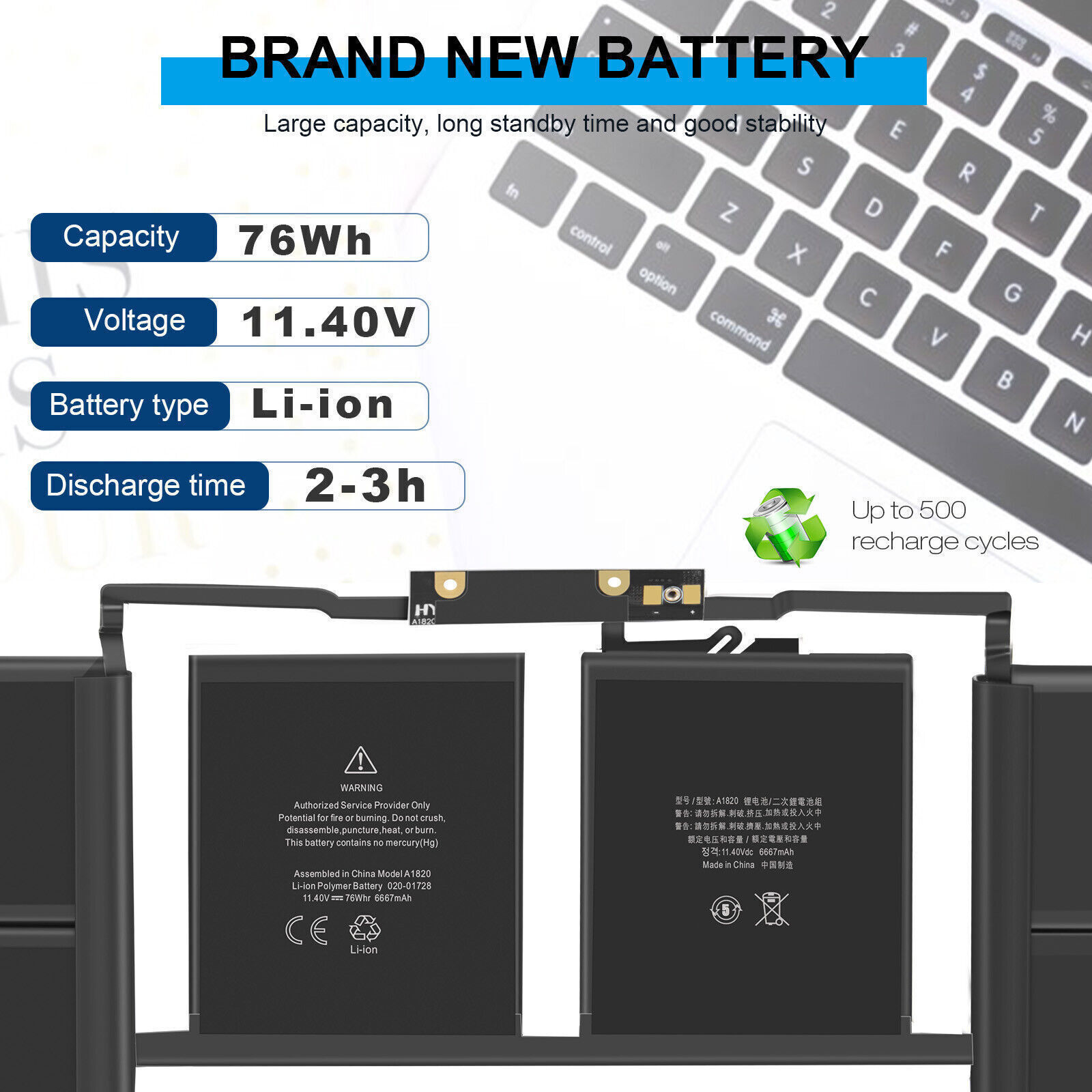LOT A1820 A1707 Battery for MacBook Pro 15 inch Late 2016 Mid 2017 EMC 3162 3072