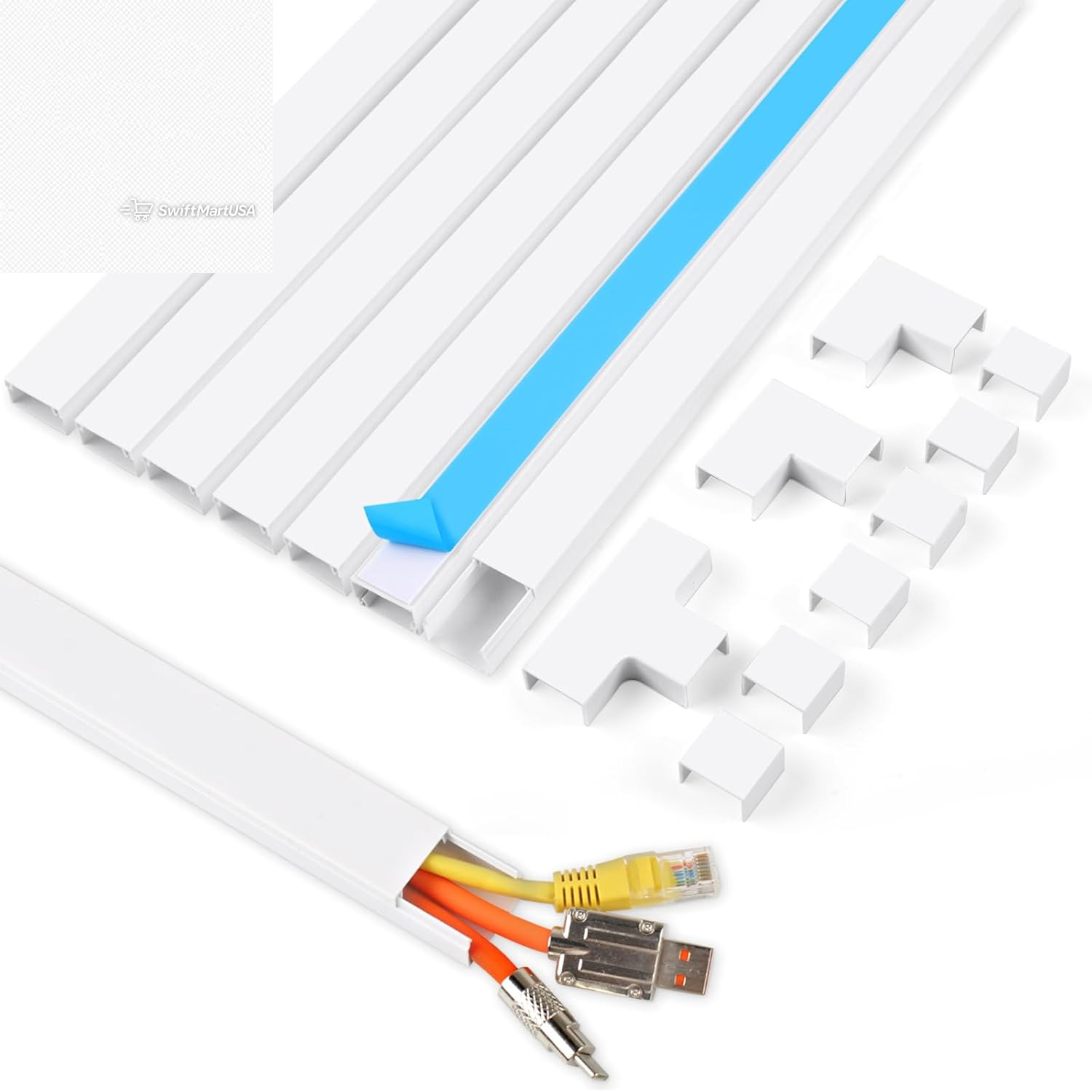 85″ TV Cord Hider Wall Cable Cover Concealer Wire Management Kit Self Adhesive