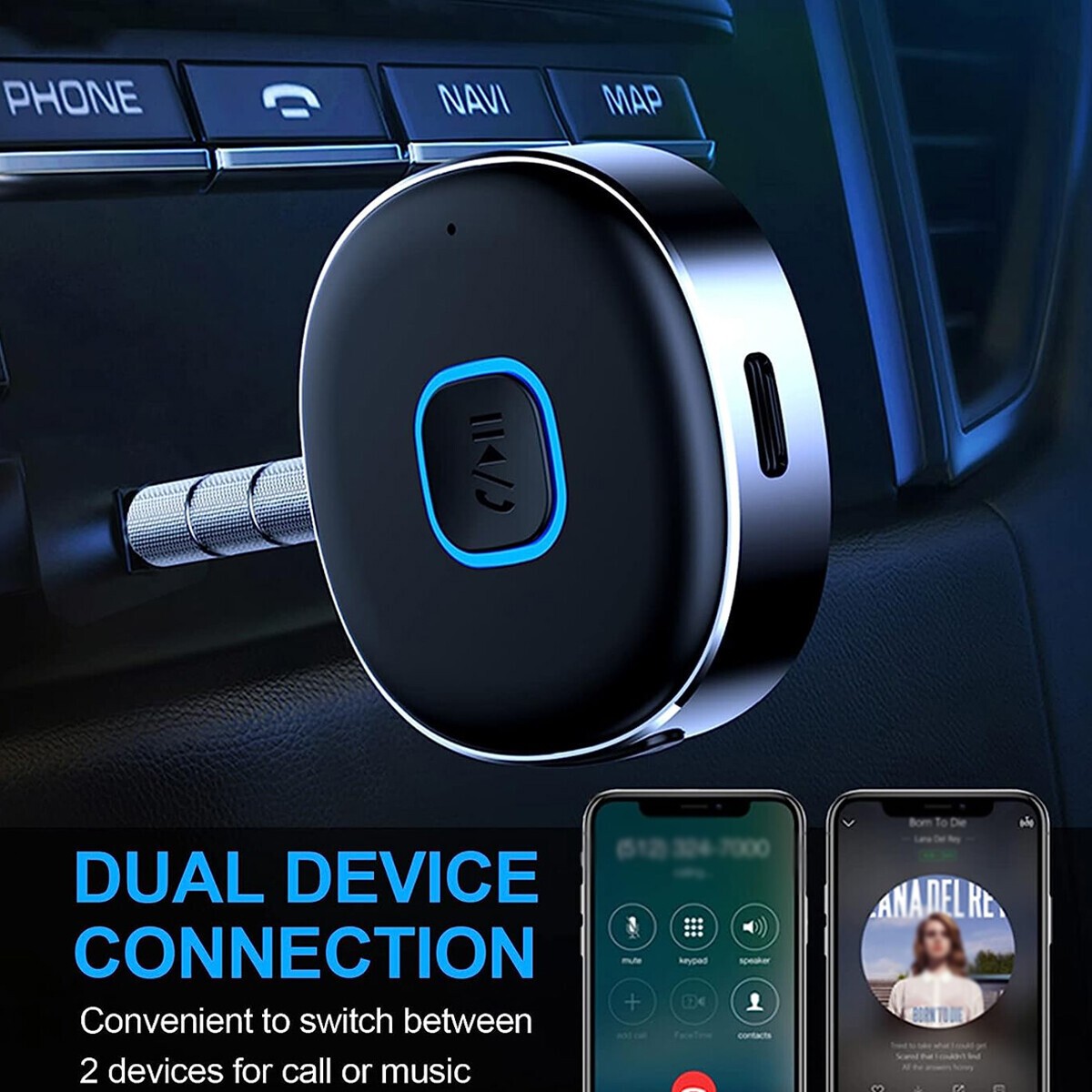 Portable 3.5mm Aux Car Adapter Bluetooth Wireless Audio Receiver Car/Home Stereo