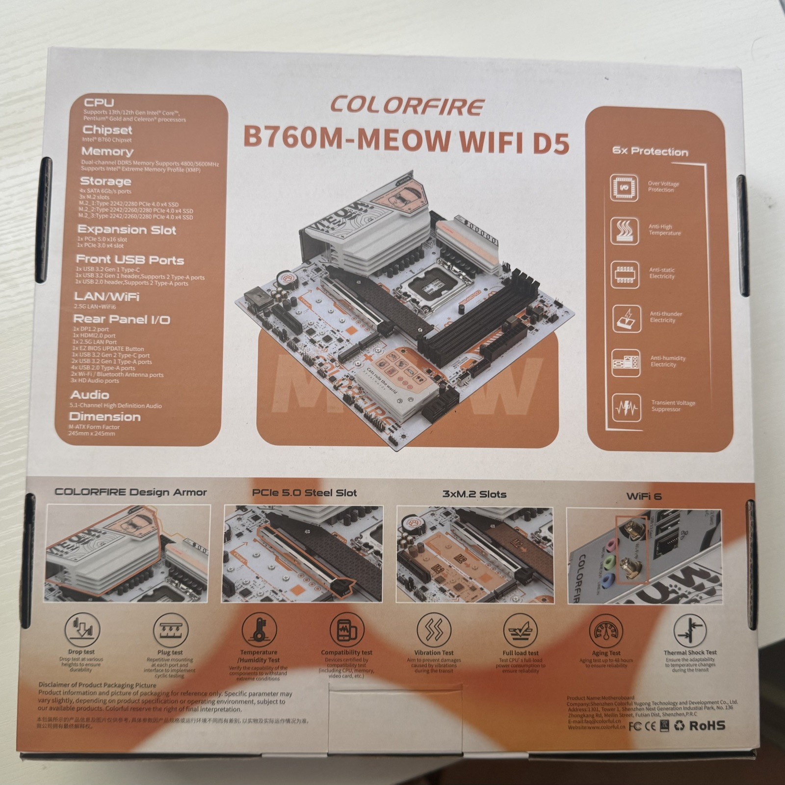 Colorfire B760M Meow Wi-Fi D5 Orange Cat (Brand New)