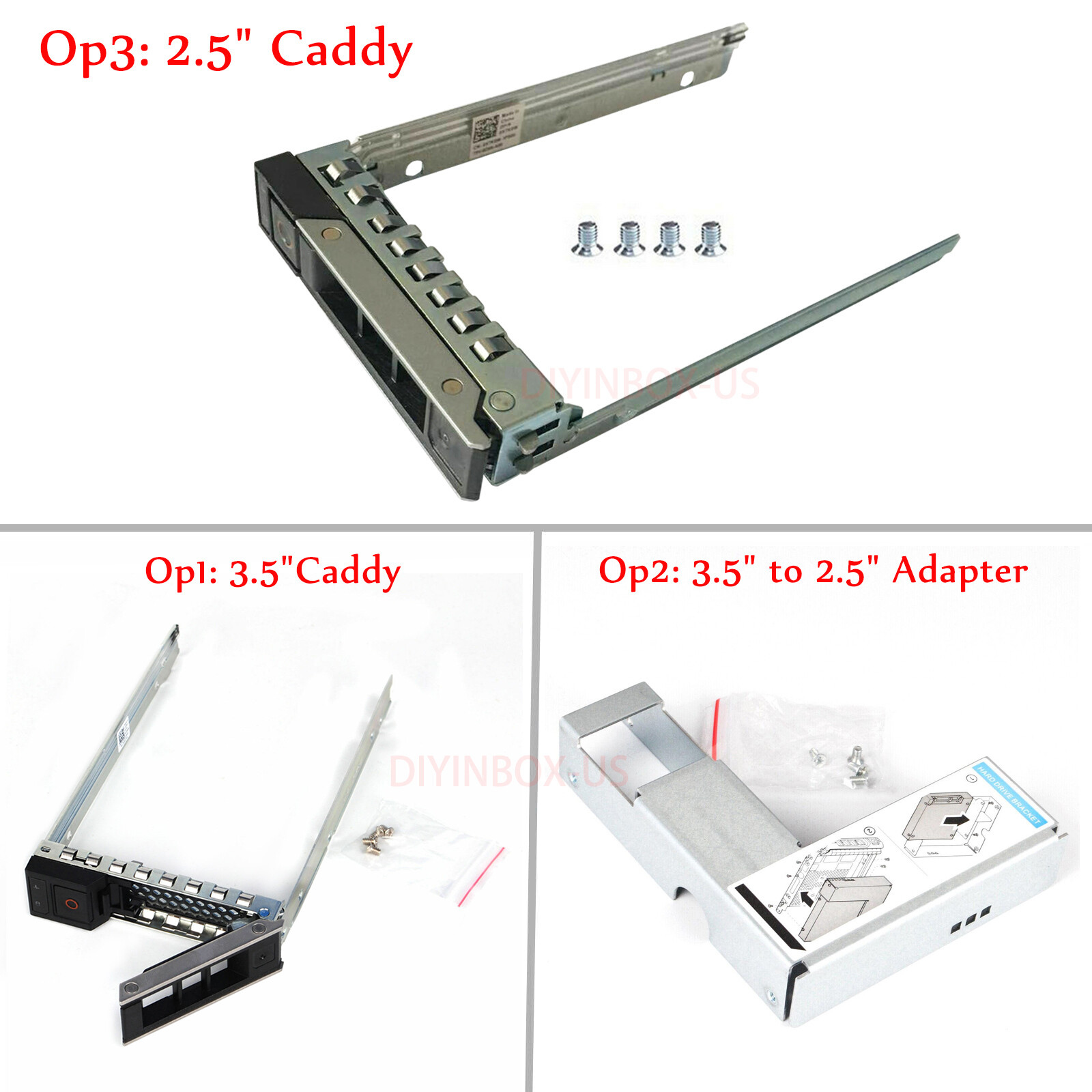 2.5″ 3.5″ HDD Tray Adapter DXD9H X7K8W For Dell R440 R540 R640 R740 R740xd R940