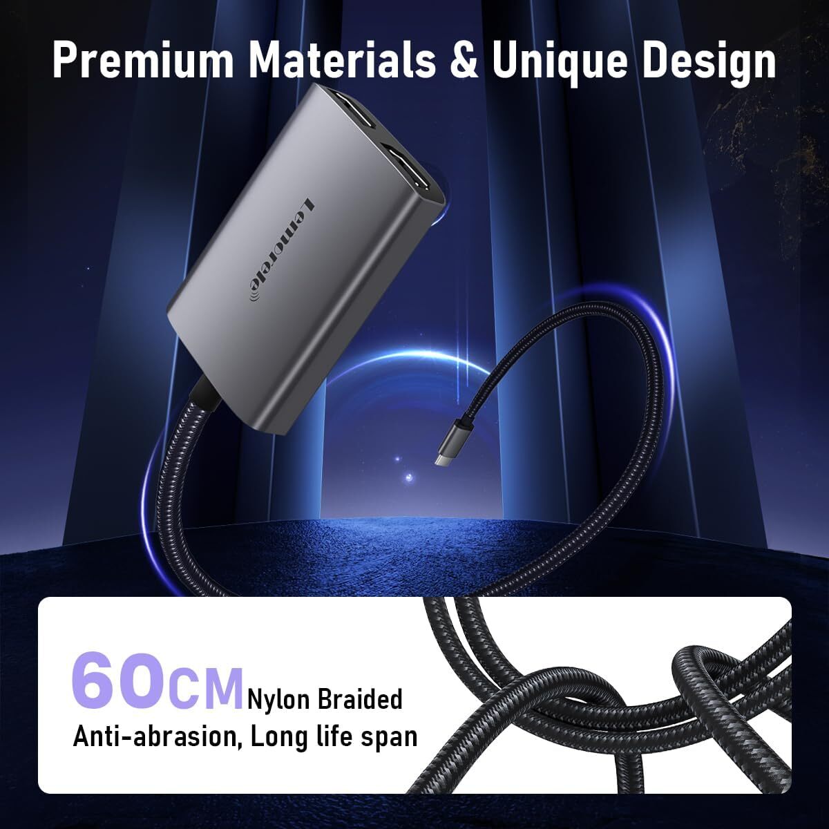 USB-C to Dual HDMI Adapter 4K 60Hz Multi Monitor Converter MacBook Pro Air M1 M2