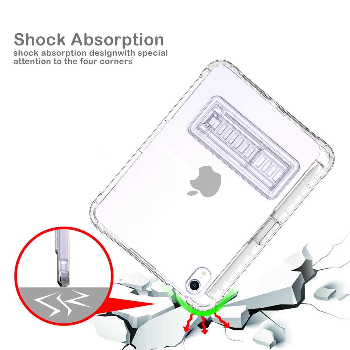 For iPad mini 6 8.3 inch Rugged Case Clear Hybrid Shockproof Cover with Stand
