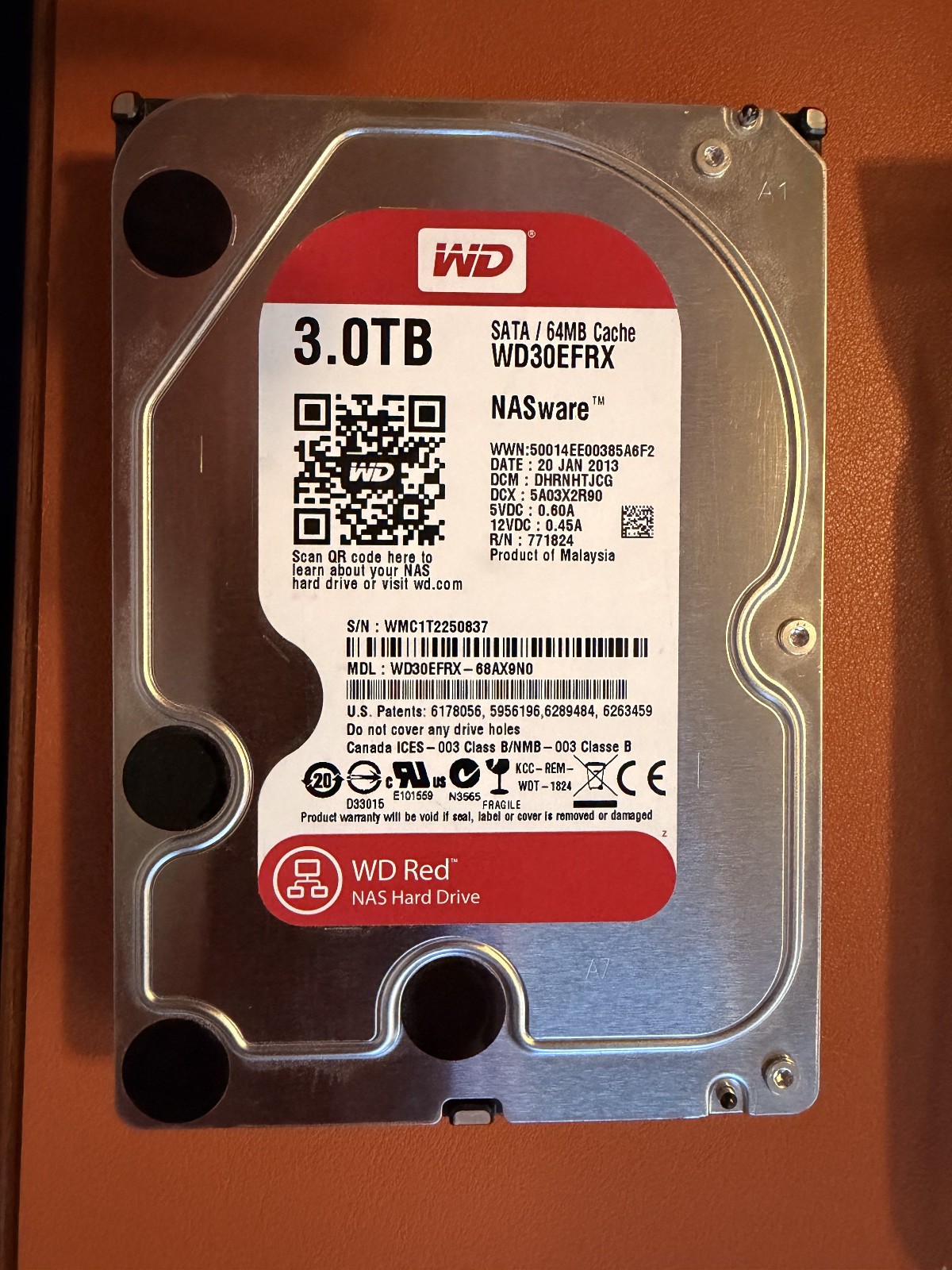 WD Red 3TB WD30EFRX 3.5″ SATA NAS Hard Drive CMR – SMART PASSED – High Hours