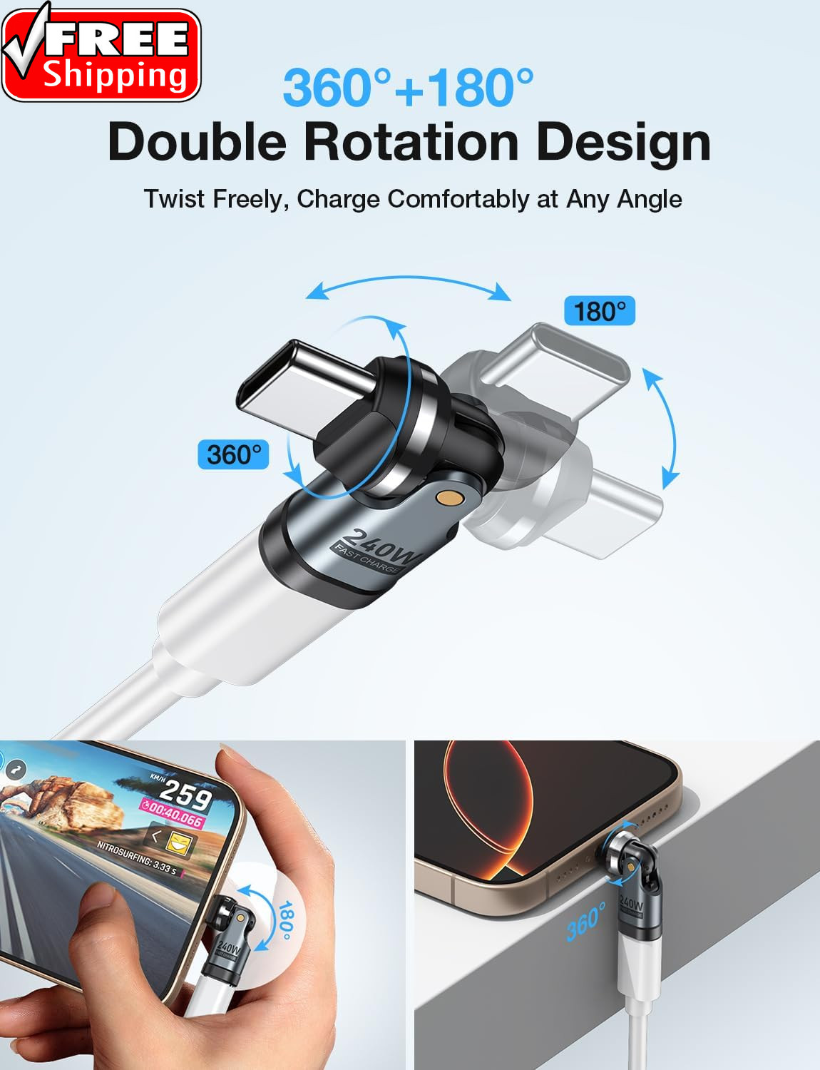 USB C Adapter [2-Pack], PD 240W USB C 90 Degree Adapter, USB Type C Right Angle