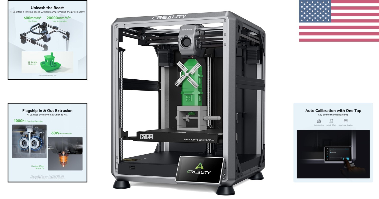Fully Assembled K1 SE 3D Printer – 250x220x220mm for Effortless Creativity