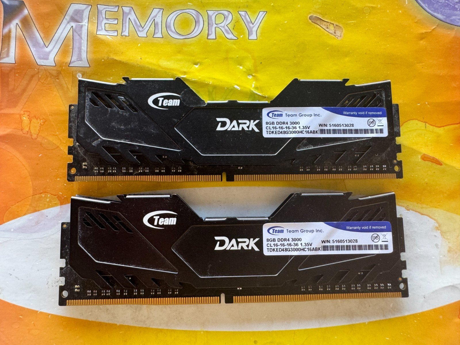 PC4-24000 16GB (2x 8GB) DDR4 3000 MHz NON ECC DESKTOP RAM TDKED48G3000HC16ABK