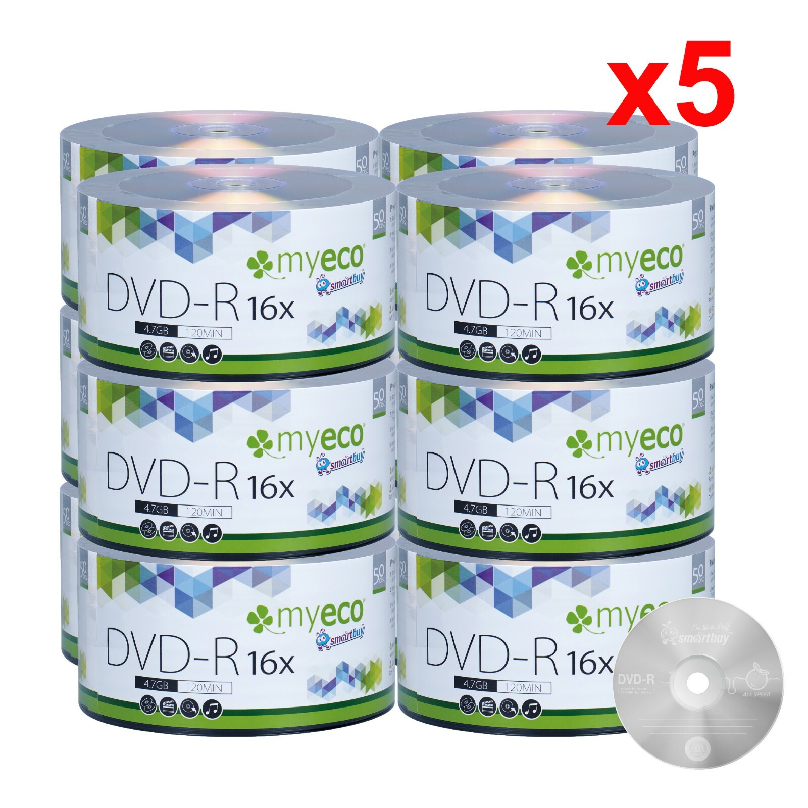 3000 Pack MyEco DVD-R DVDR 16X 4.7GB Economy Branded Logo Blank Recordable Disc