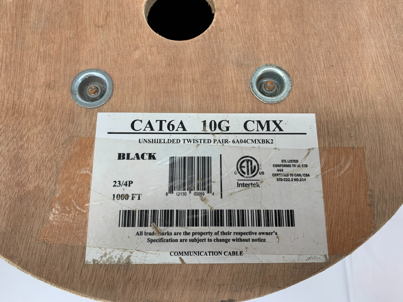 Wavenet 6A04CMXBK2 23 AWG 4P Solid Bare Copper Unshielded CAT6A 10G CMX 1,000FT