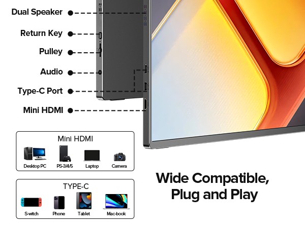 UColor T6 16.0 Zoll 4K Tragbarer Monitore HDR Bildschirm 100% sRGB mit 1200 Nits