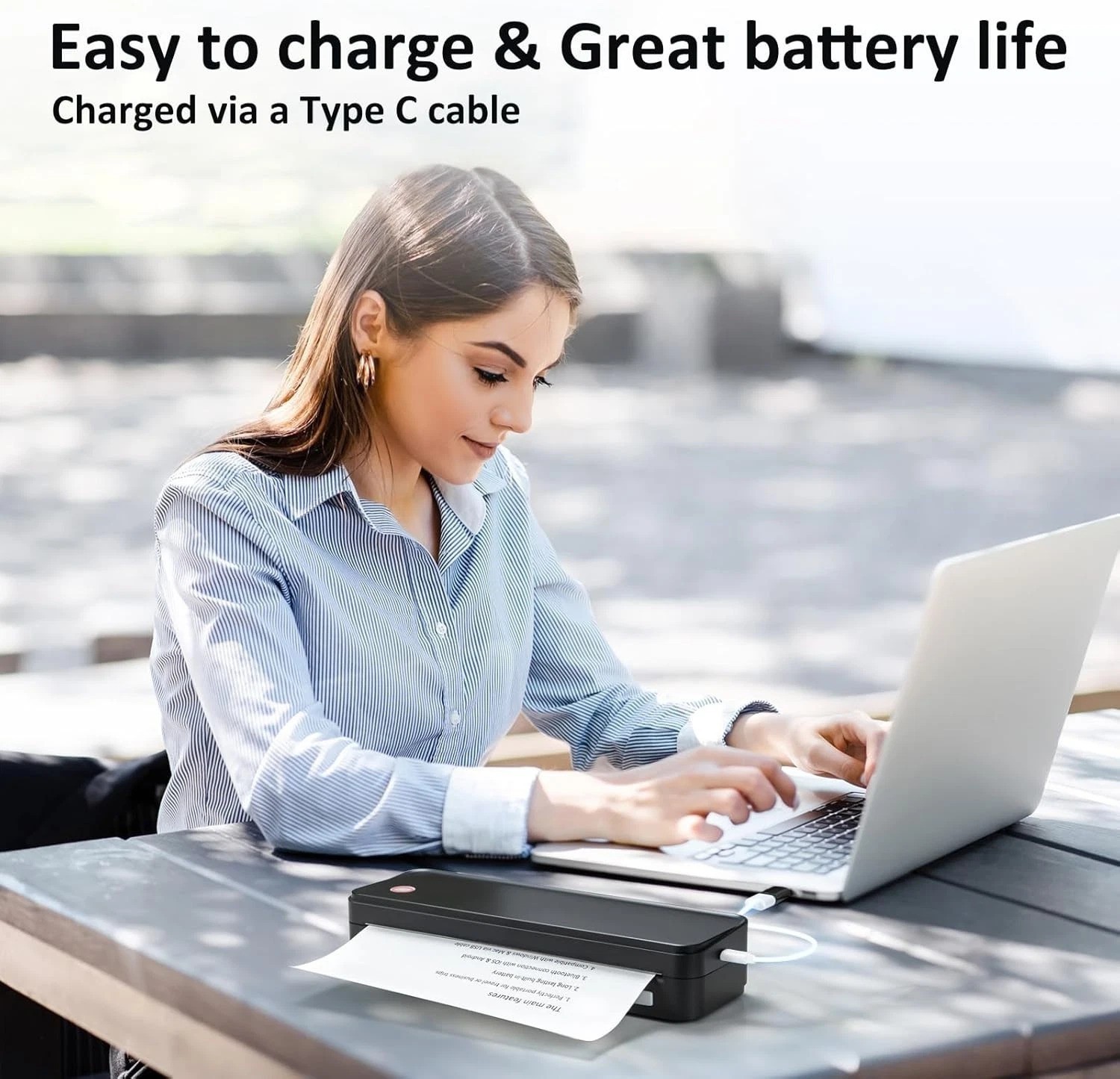 Inkless Portable Printer for Travel, Wireless Thermal Printer Supports 8.5 x …