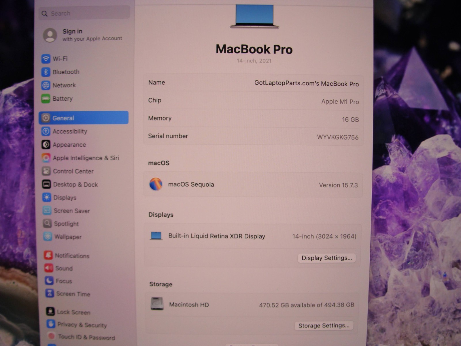 Apple MB Pro A2442 14″ 2021 M1 Pro 8CPU/14GPU 3.1GHz 16GB 512GB MKGT3LL/A Silver