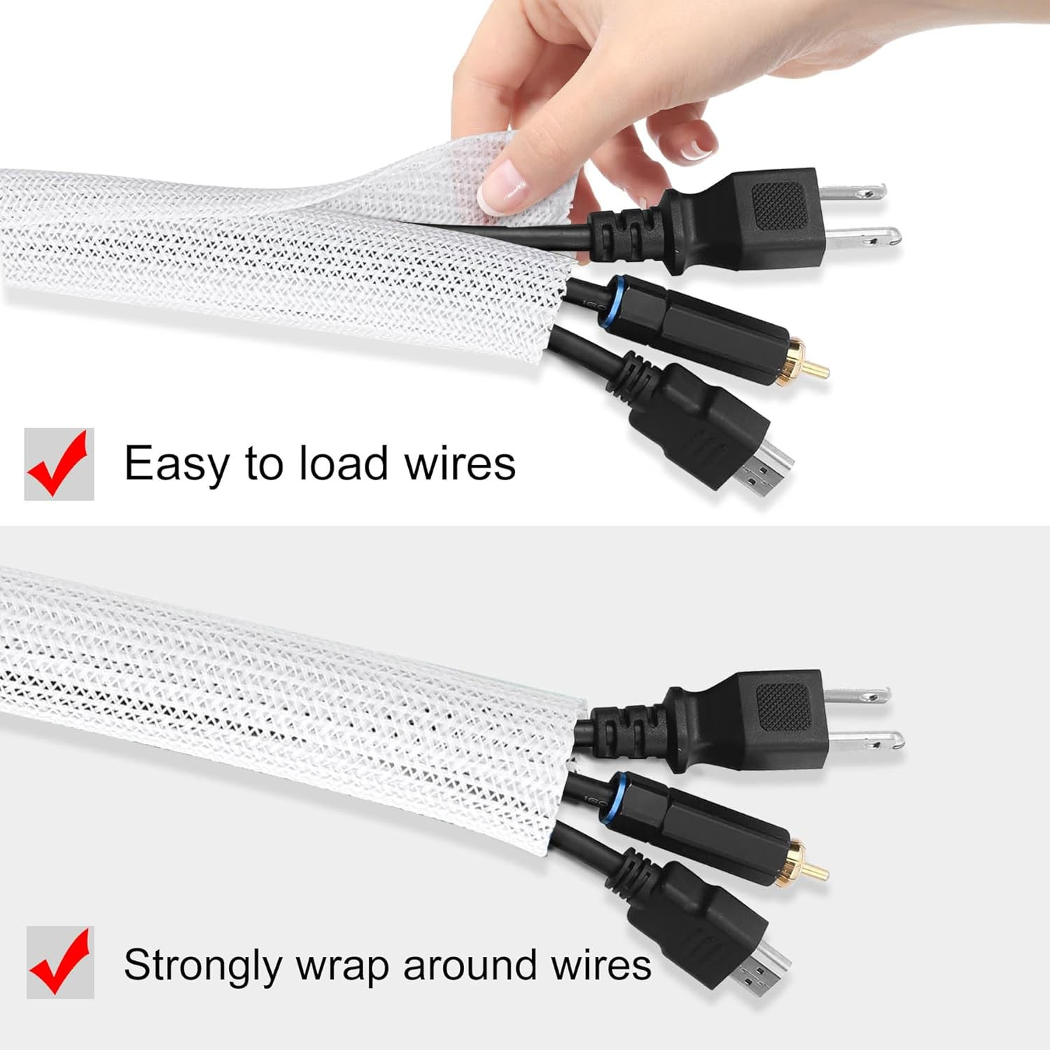 10Ft – 1/2 Inch Cable Sleeve Split Wire Loom Tubing for Power Audio USB Cable, C