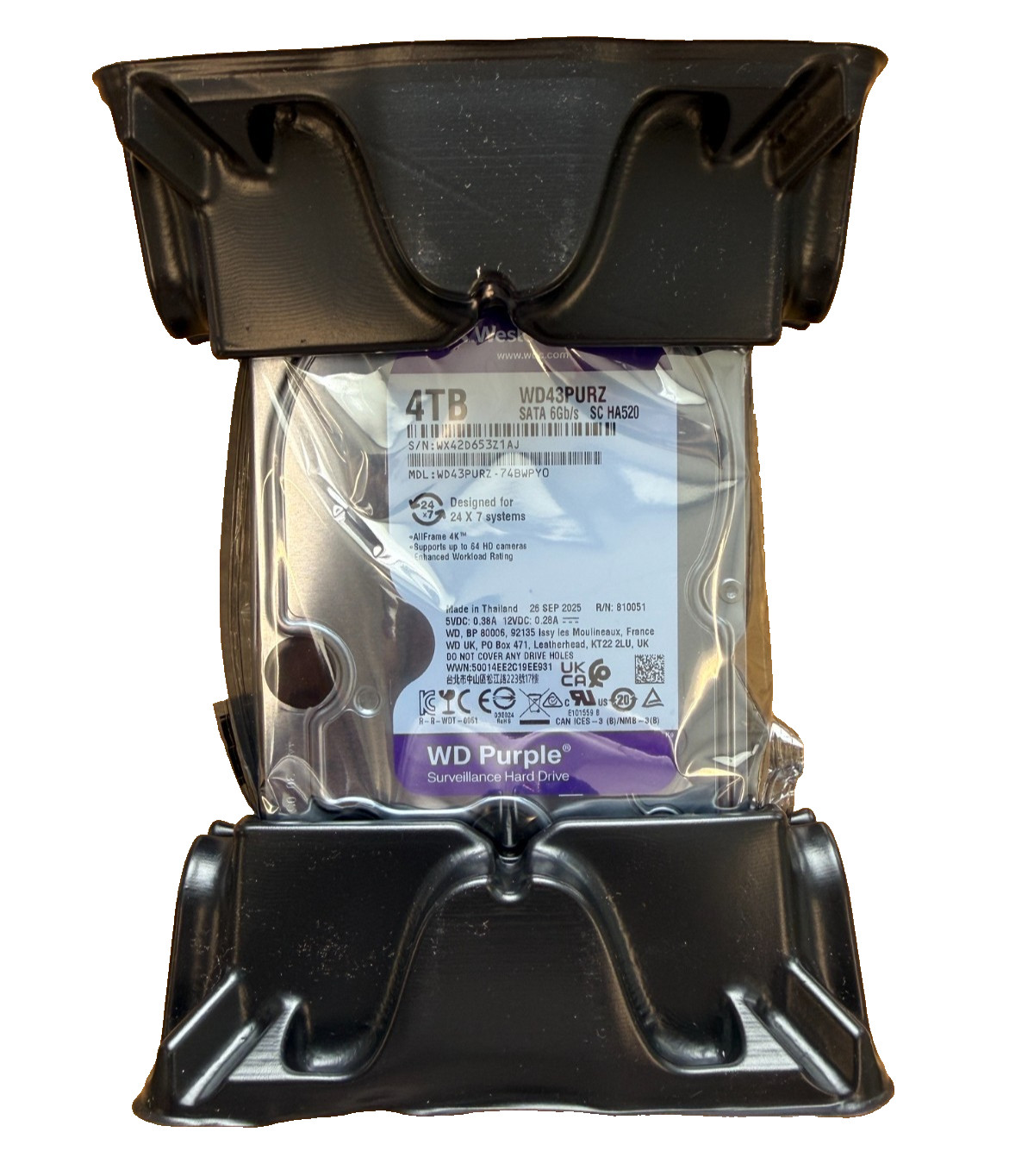 WD WD43PURZ Surveillance 4TB SATA 256MB Cache 3.5″ Internal HDD *SEALED BAG
