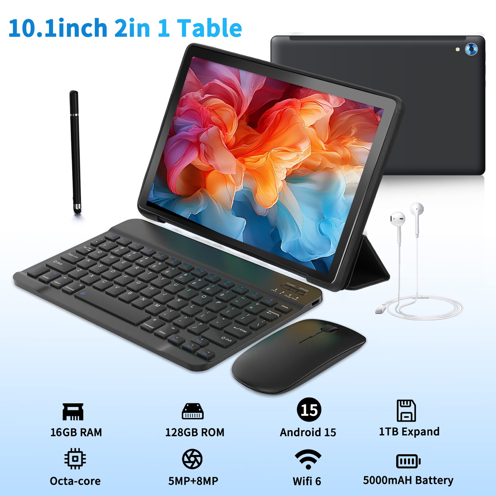 10.1 inch Android Tablet 64GB 128GB IPS Touchscreen Octa-core Processor Wi-Fi 6