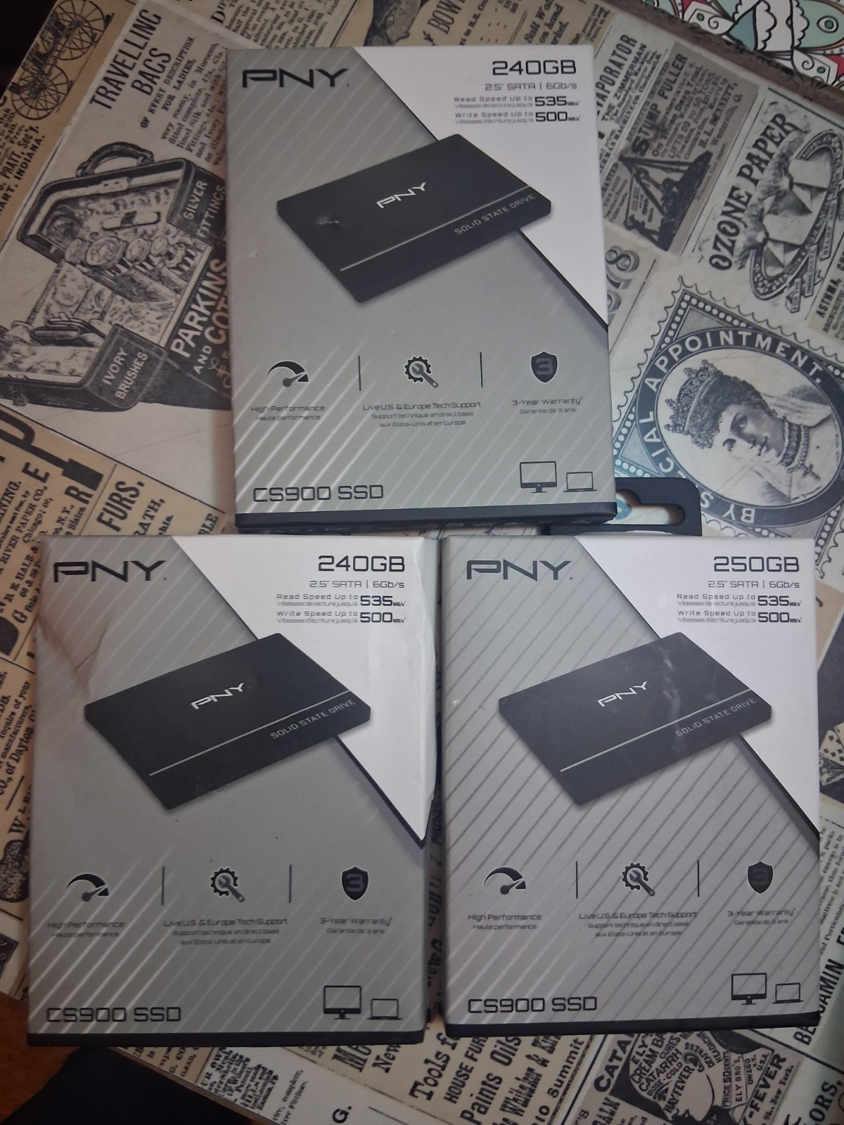(2)PNY CS900 240GBand (1)250 2.5-inch SATA solid-state drive Lot