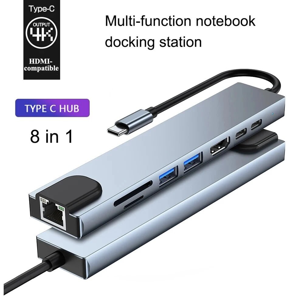 USB C Hub Multiport HDMI 4K Ethernet PD 100W USB 3.0 Adapter