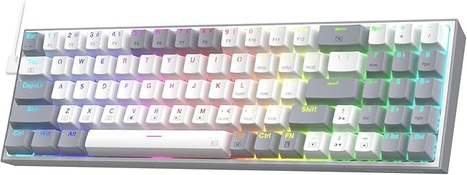 Redragon K628 Pollux 75% Wired RGB Gaming Keyboard, 78 Keys, Quiet Red Switch