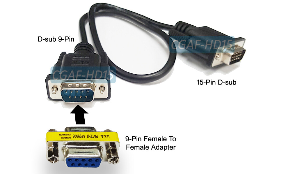 CGA 9-Pin Female to D-Sub VGA Male 15 Pin Cable