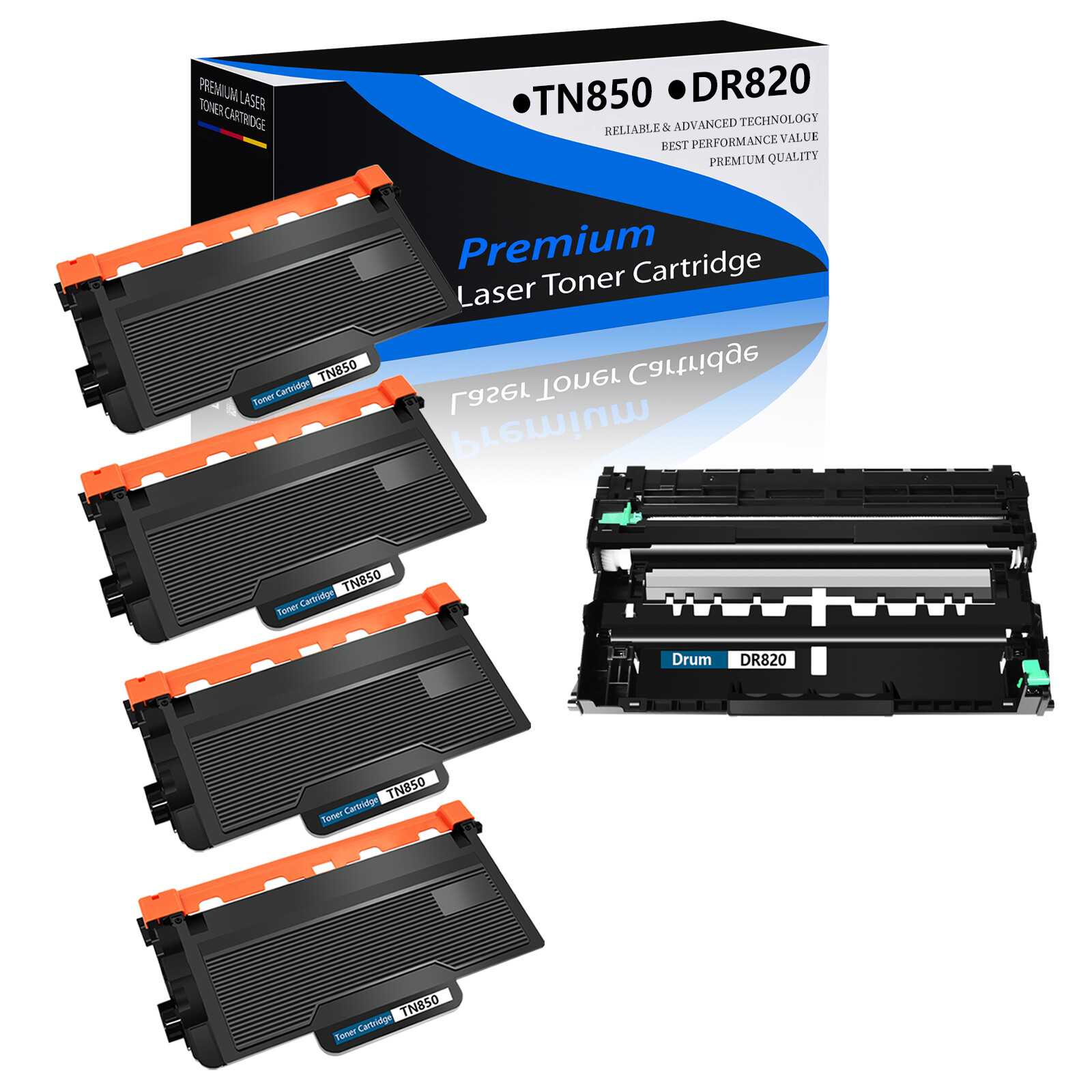 4 TN850 Toner +1 DR820 Drum for Brother TN-850 MFC-L5850DW HL-L5200DW HL-L6300DW