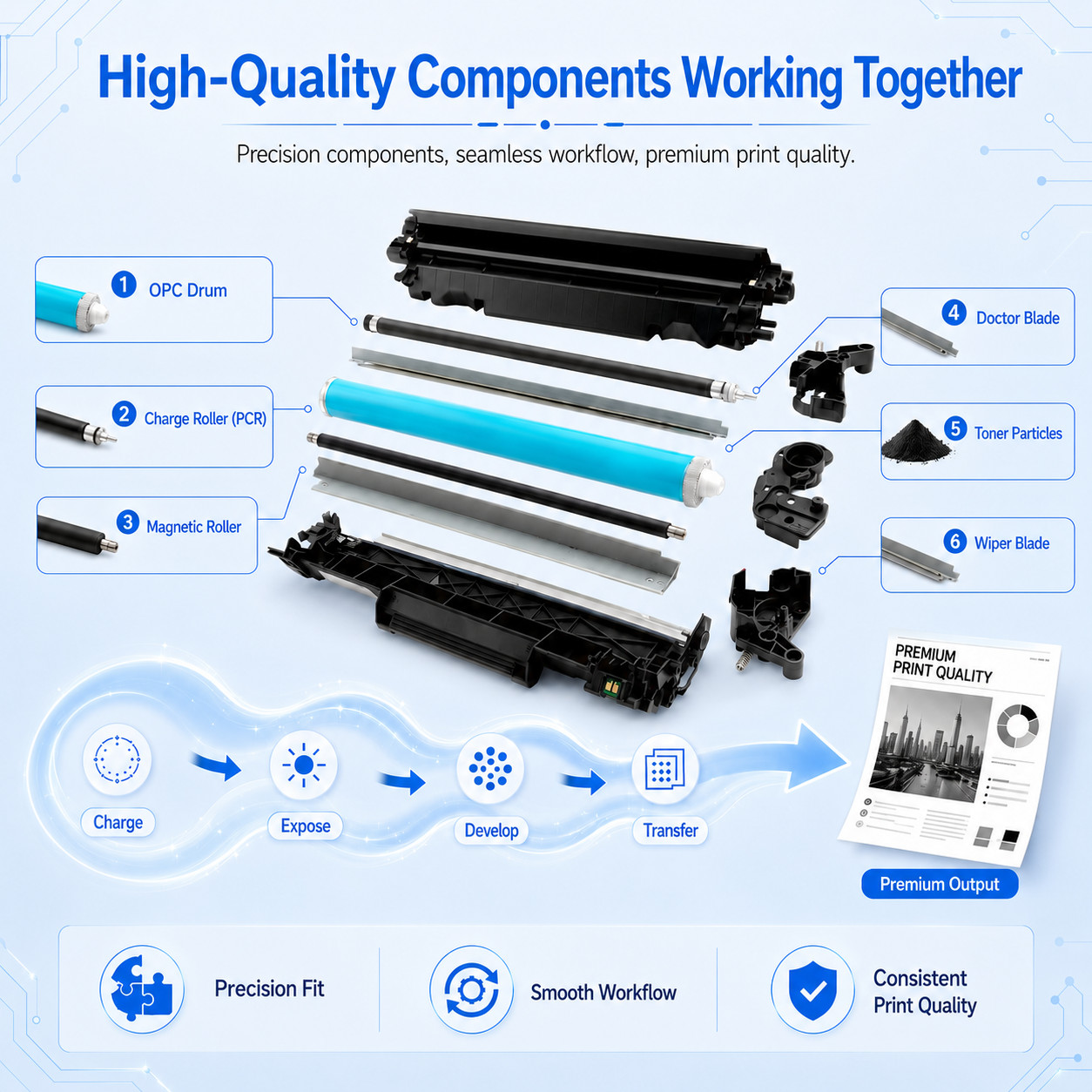 1PK High Yield TN660/TN630 Toner for Brother HL-L2380DW MFC-L2700DW Black