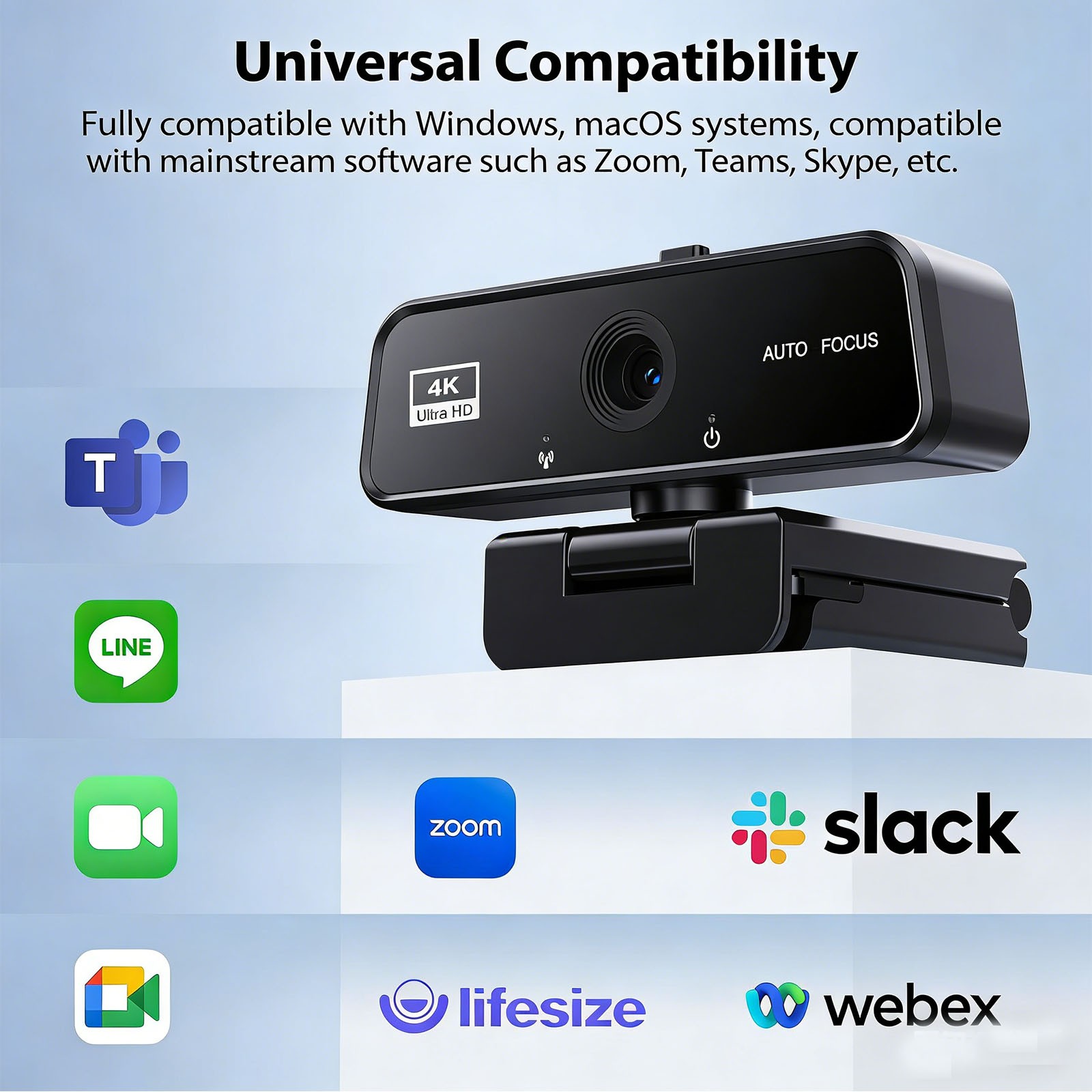 4K Webcam with Microphone for PC USB Web Camera Auto Focus,Noise Cancell,Plug &