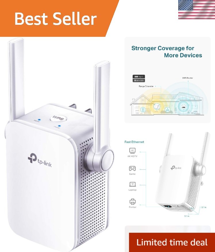 Enhance Your Home WiFi – N300 RE105 Extender with Dual Antennas & APP Monitoring