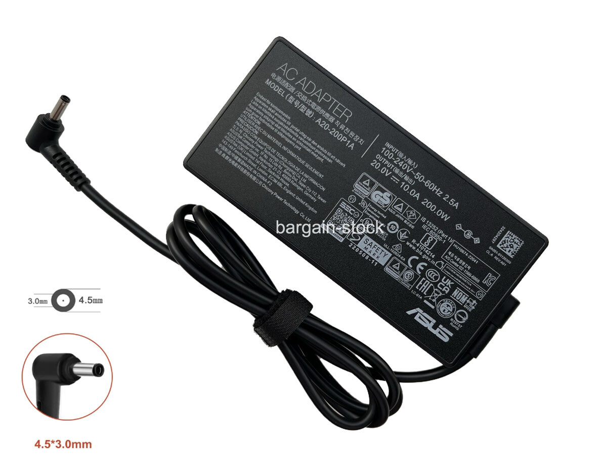 20V 10A 200W AC Adapter Charger For ASUS Vivobook Pro 15 OLED Q533M Q533MJ 4.5mm