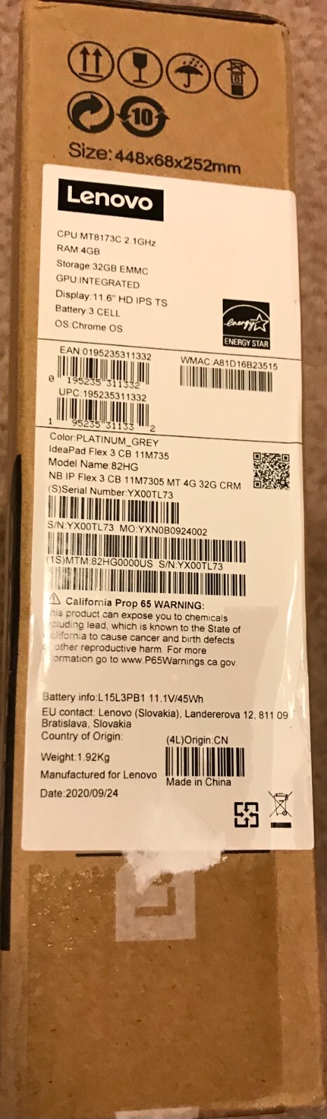 Brand New Lenovo 82HG0000US 11.6″ T/S Chromebook — MediaTek MT8173C/ 4GB/ 32GB