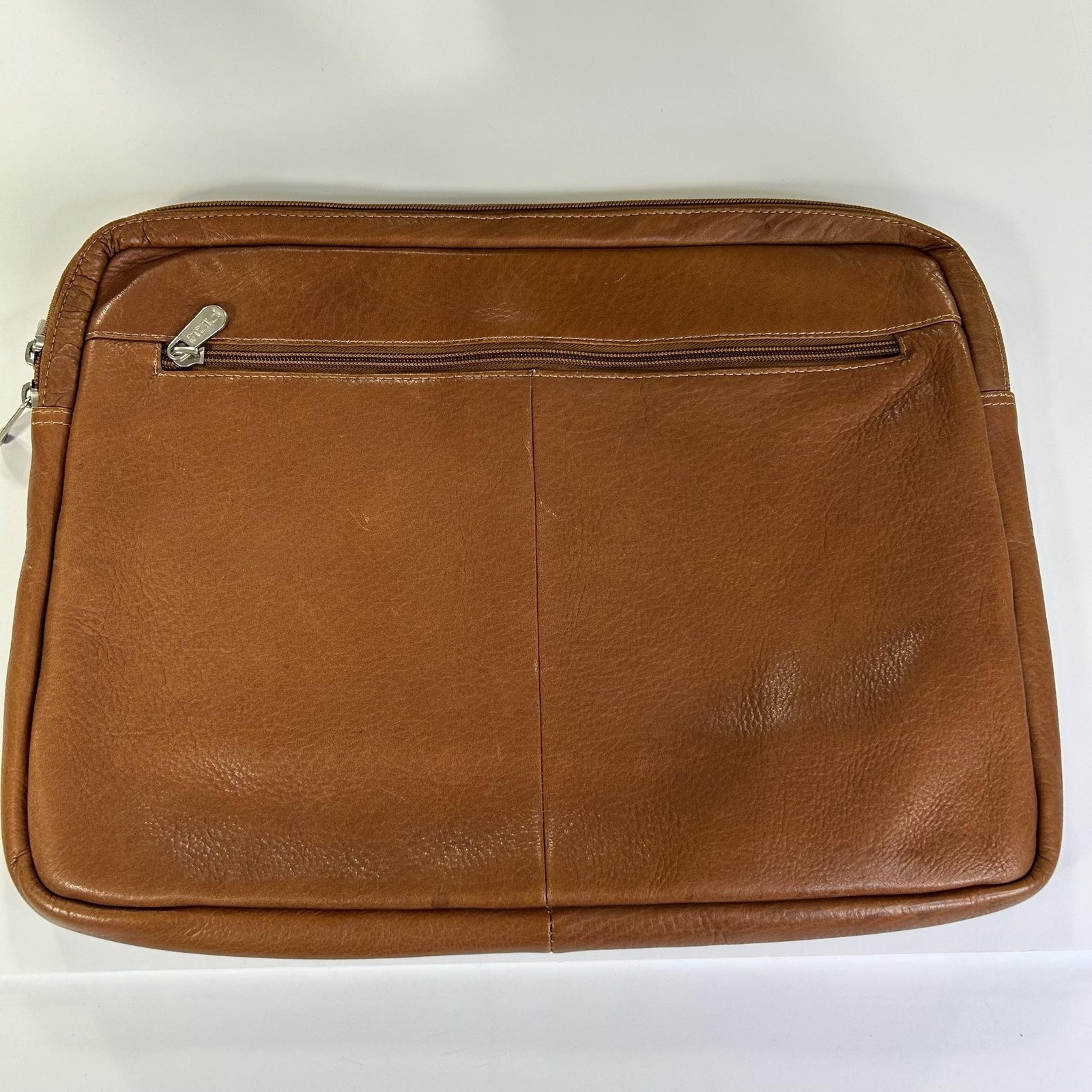 Piel Genuine Leather Laptop Sleeve Case 15in Brown Padded Zip Pocket Bag